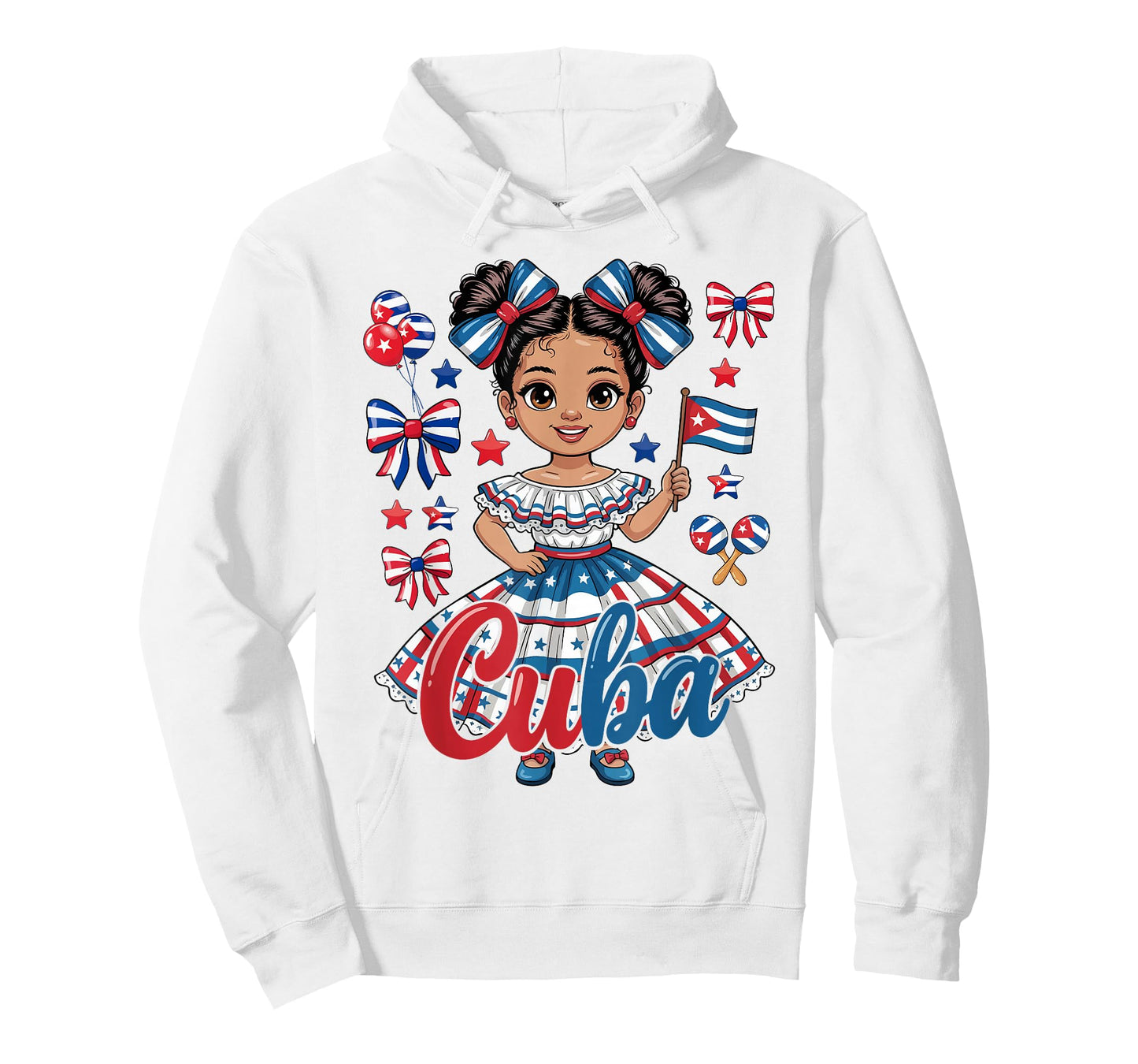 Cuba Cuban Girl Traditional Dress Cuban Flag Bow T-Shirt