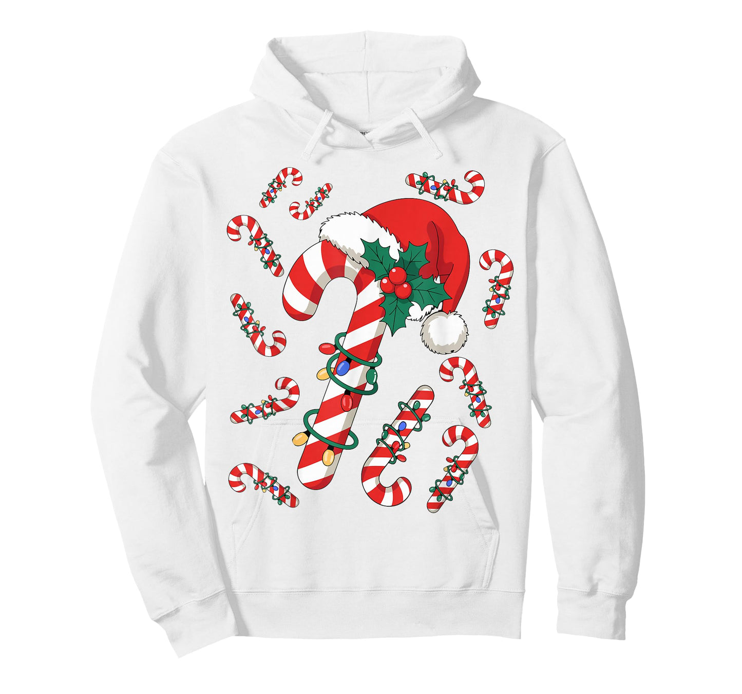 Red and White Candy Cane Santa Christmas Xmas Lights T-Shirt