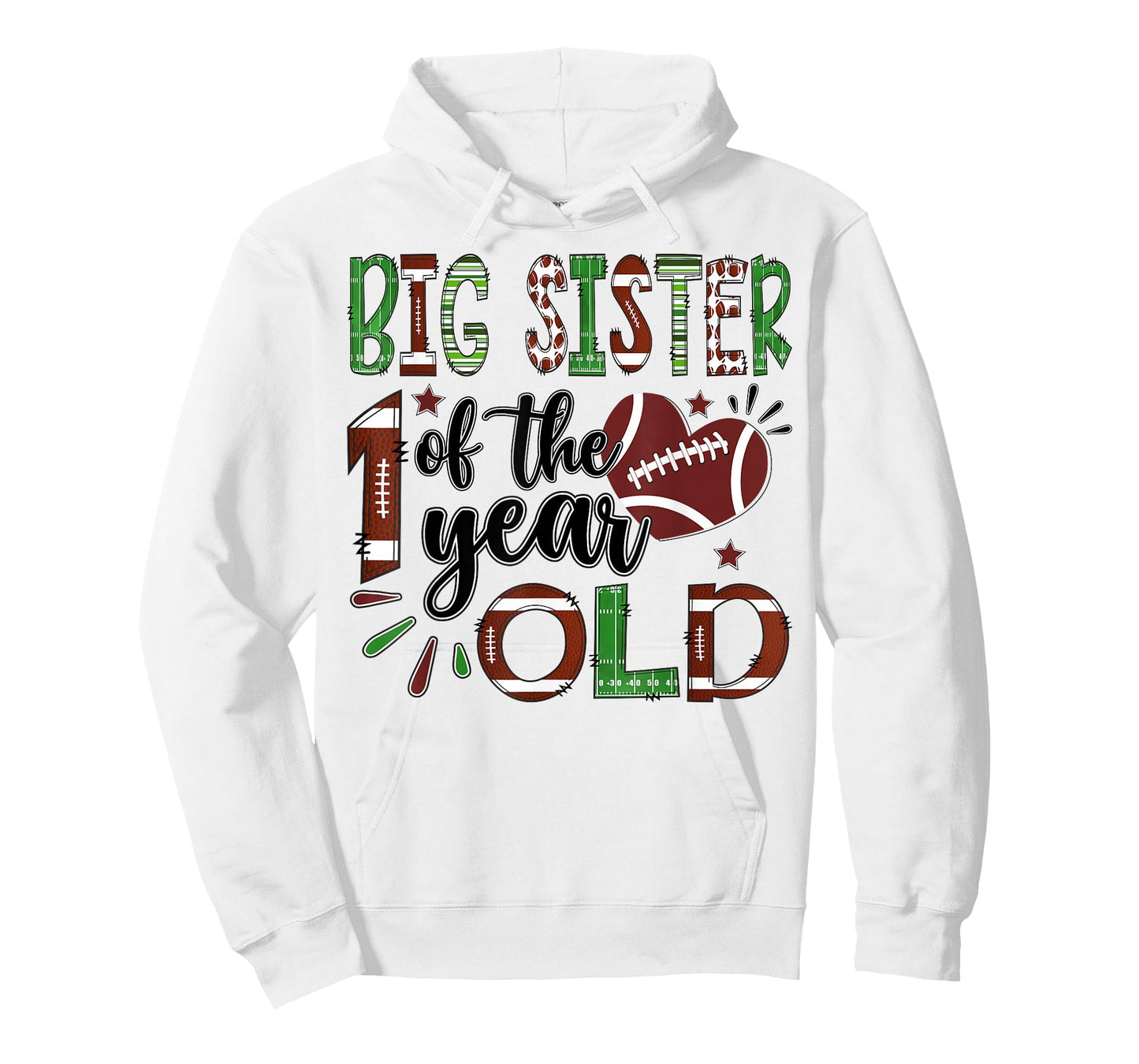 Big Sister of The 1 Year Old Football 1st Birthday Boy T-Shirt