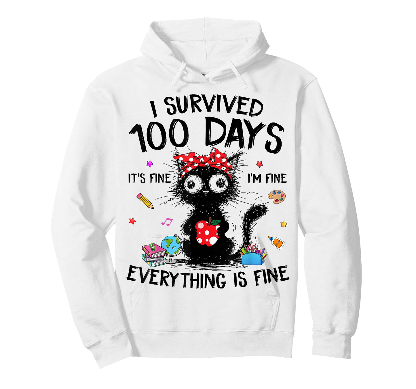 Funny Cat I Survived 100 Days of School Shirts Teacher Kids T-Shirt