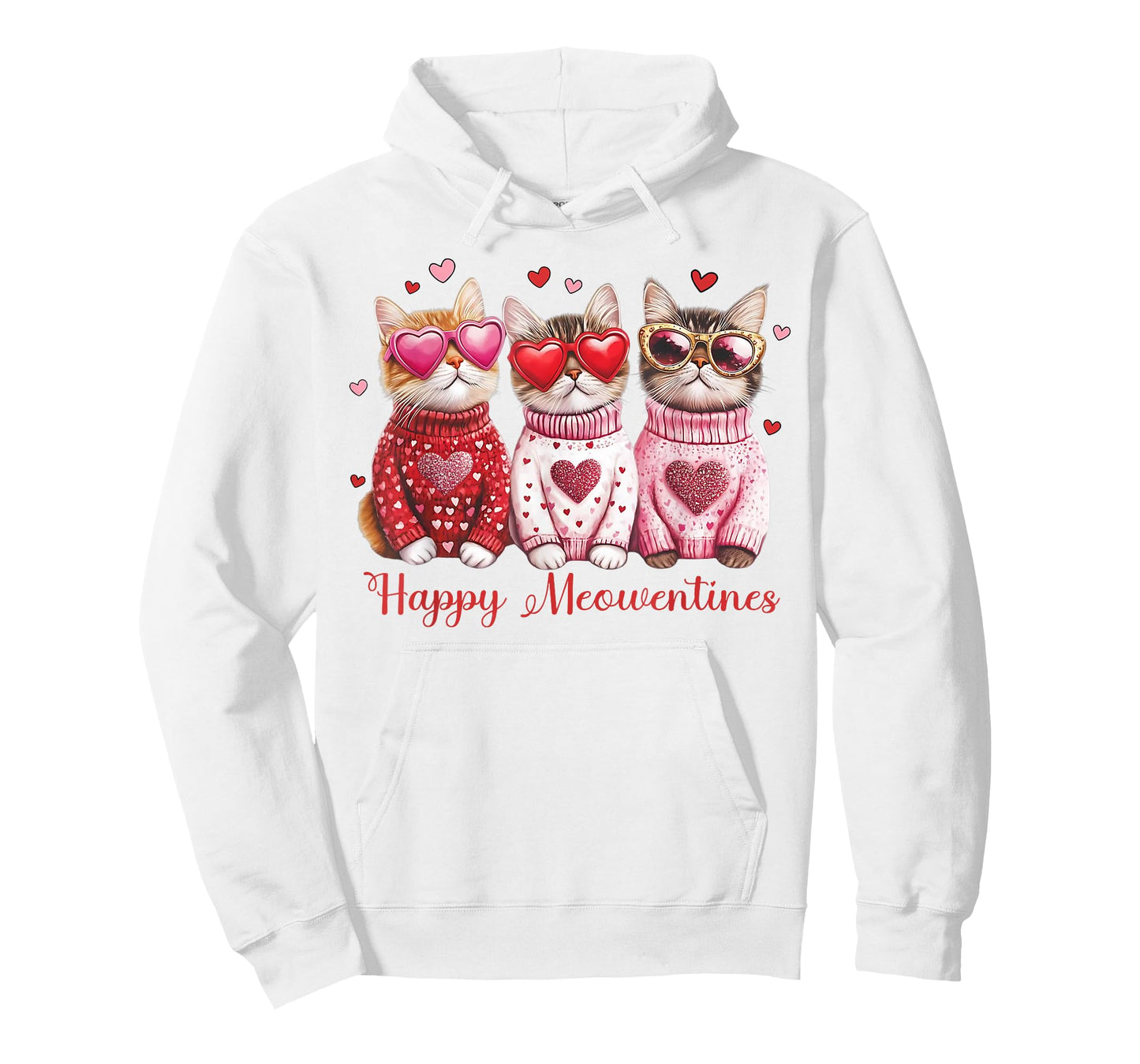 Valentine Cat Happy Meowentines Heart Valentines Cat Lover T-Shirt