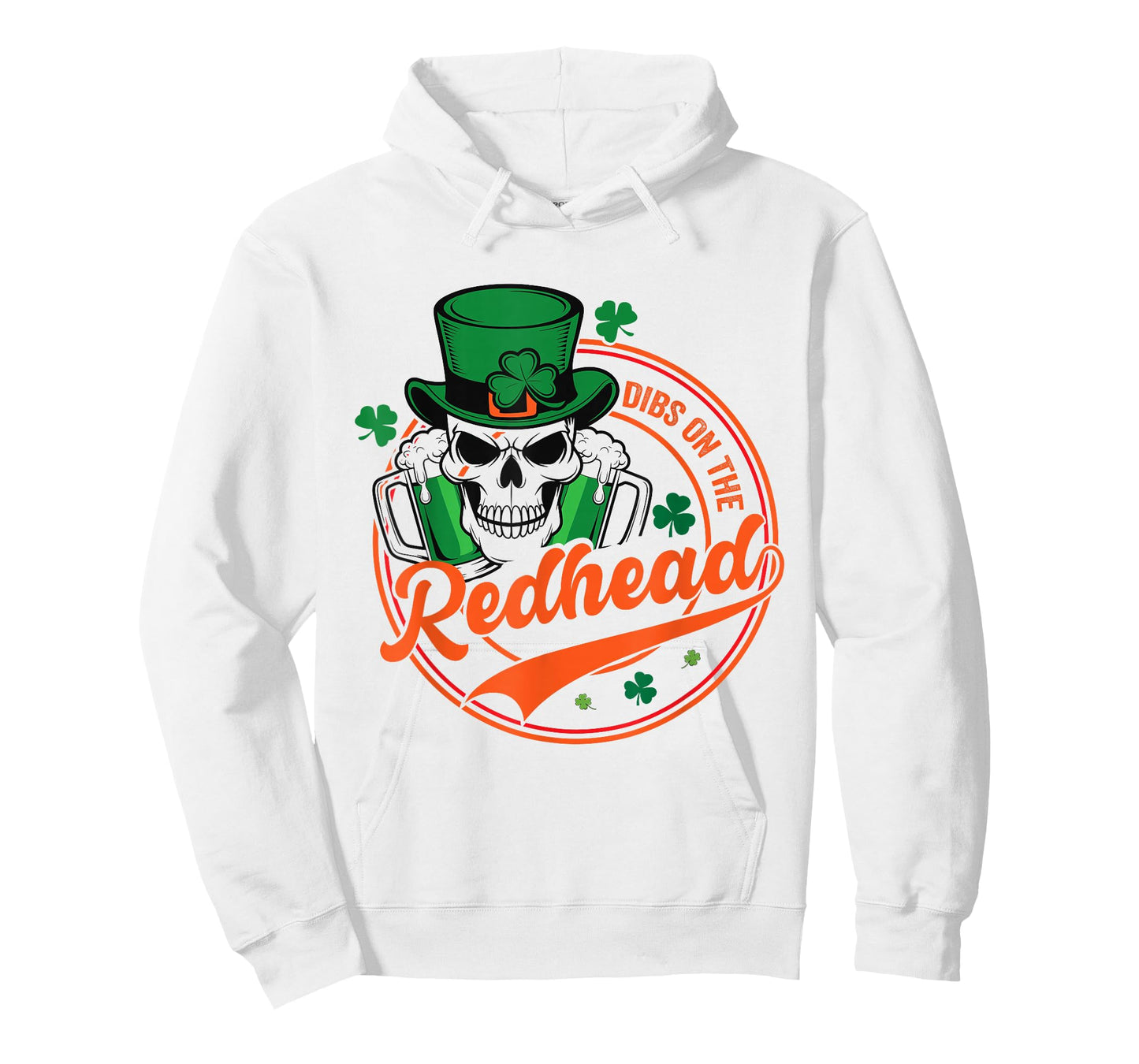 St Patricks Day Irish Skeleton Shamrock Dibs On The Redhead T-Shirt