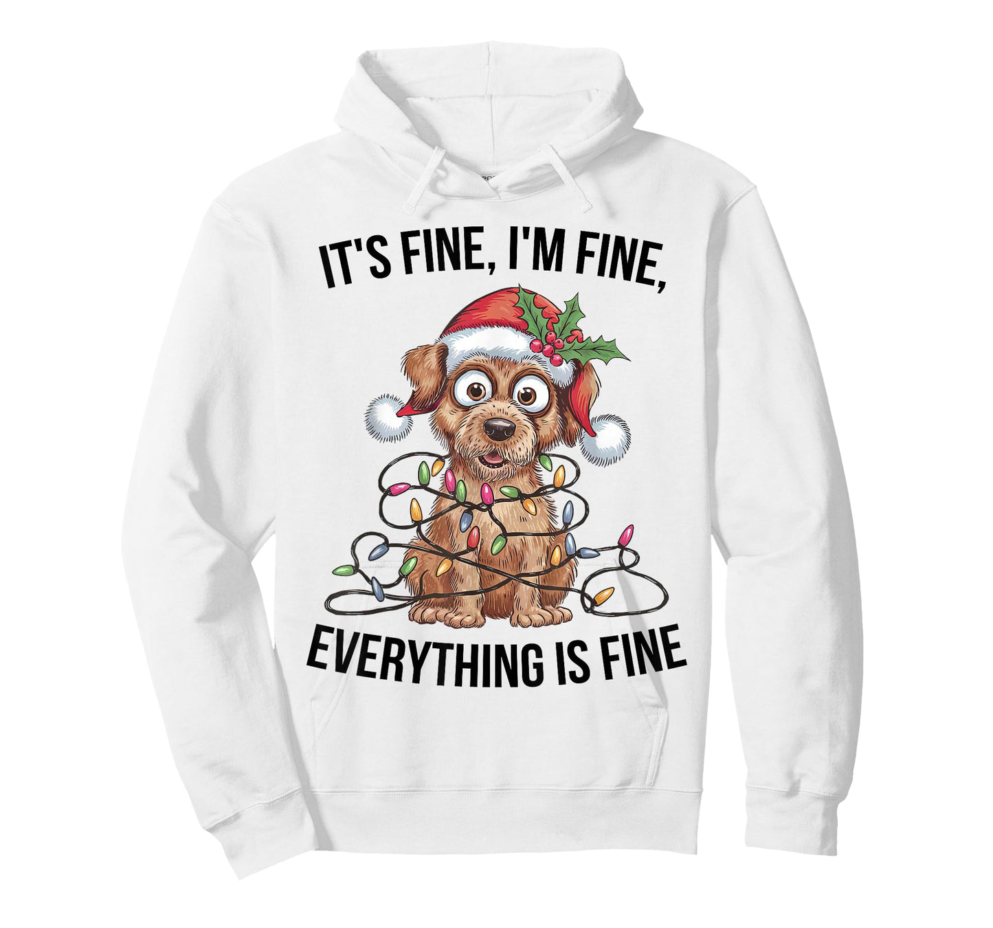 Cute Dog Christmas It's Fine I'm Fine Everything is Fine T-Shirt