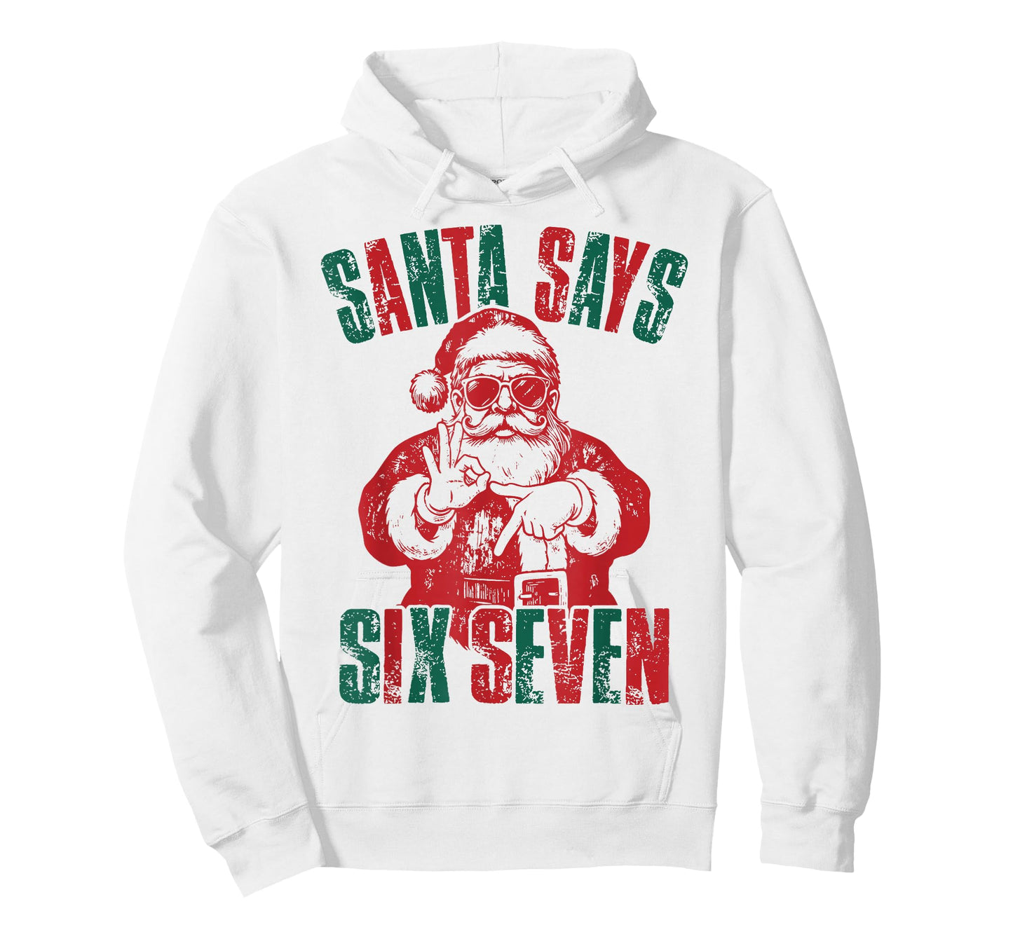 Santa Says Six Seven 6 7 Hands Sign Funny Christmas Joke T-Shirt
