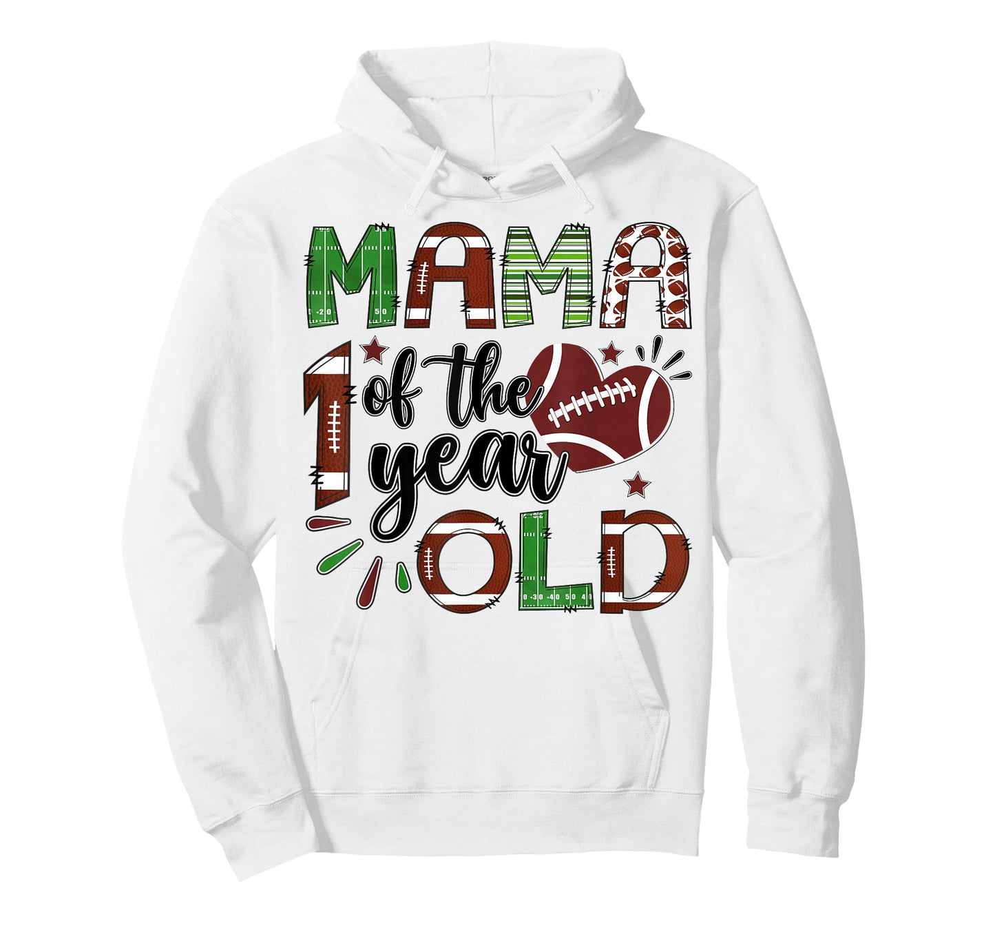 Mama of The 1 Year Old Football 1st Birthday Boy Matching T-Shirt