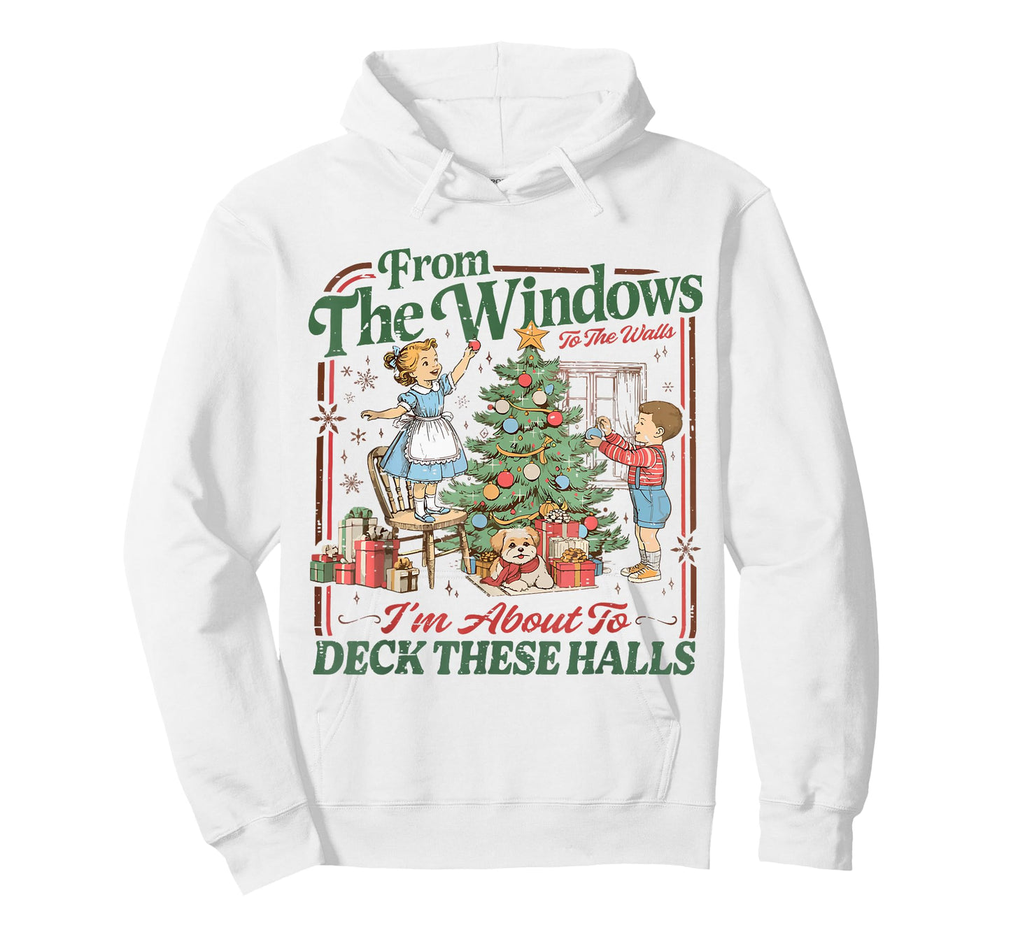 Retro Funny Christmas Holiday from The Windows to The Walls T-Shirt