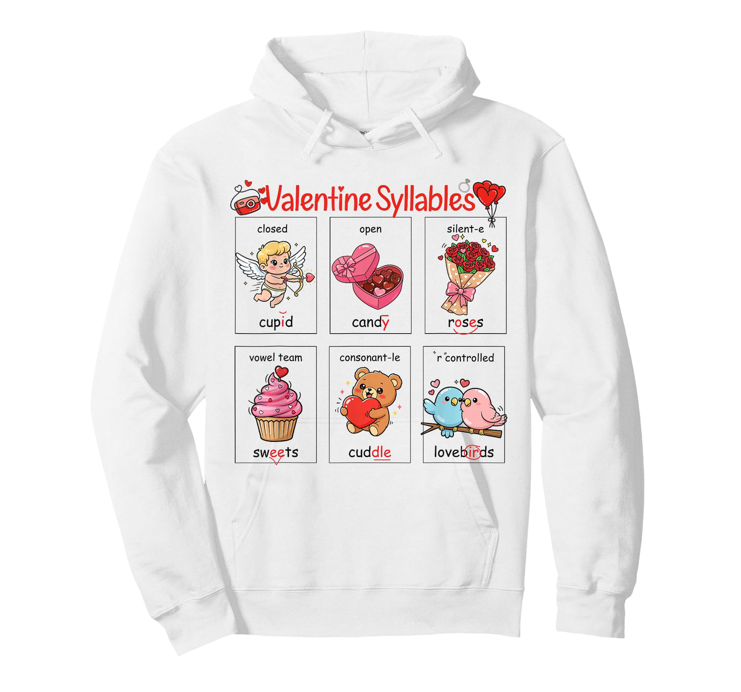 Valentine six Syllables Phonetics Kids and Teacher T-Shirt