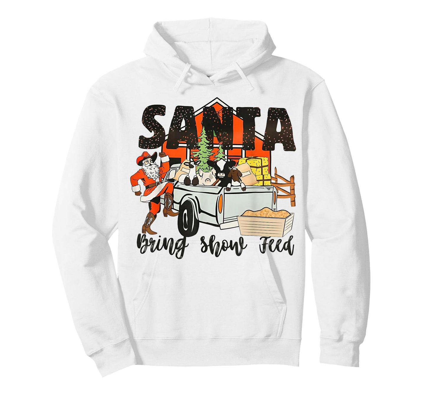 Santa Bring Show Feed Funny Famer Christmas T-Shirt
