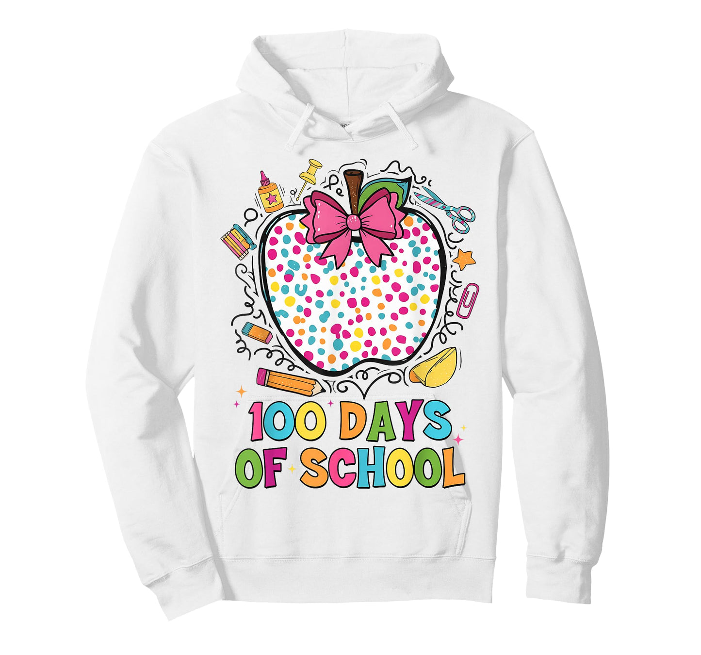 100 Days of School Bow Pencil Apple 100th Day of School T-Shirt