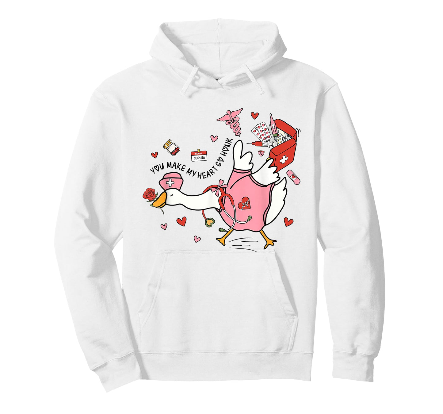 Women Valentine Silly Goose Romantic Yapping School Nurses T-Shirt