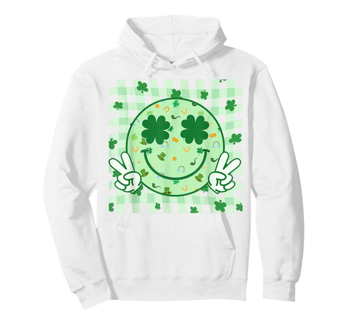 Groovy Shamrock Smile Face St Patricks Day Shirts Women Kids T-Shirt