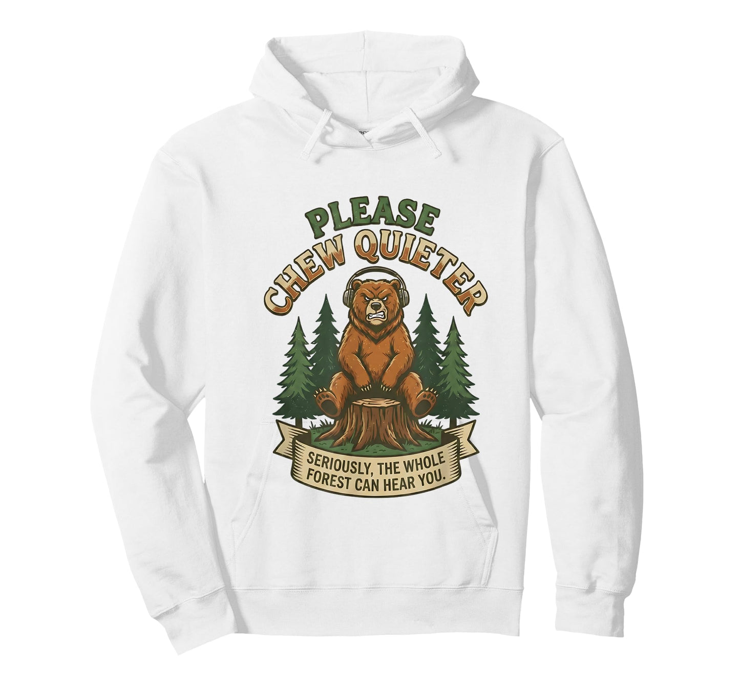 Funny Bear Saying Please Chew Quieter Sarcastic Humor T-Shirt