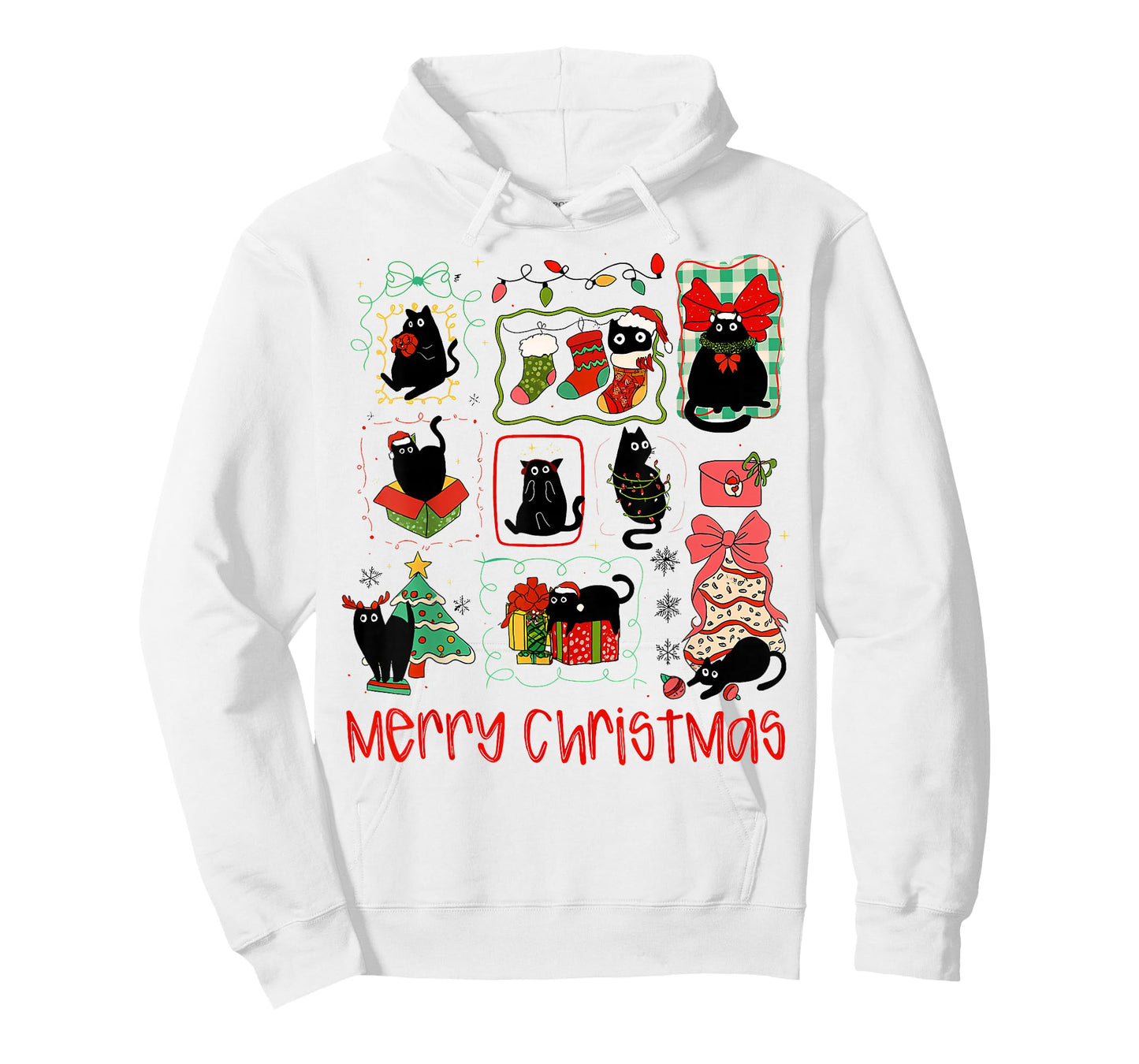 Merry Christmas Black Cat Christmas Lights Funny Holiday T-Shirt