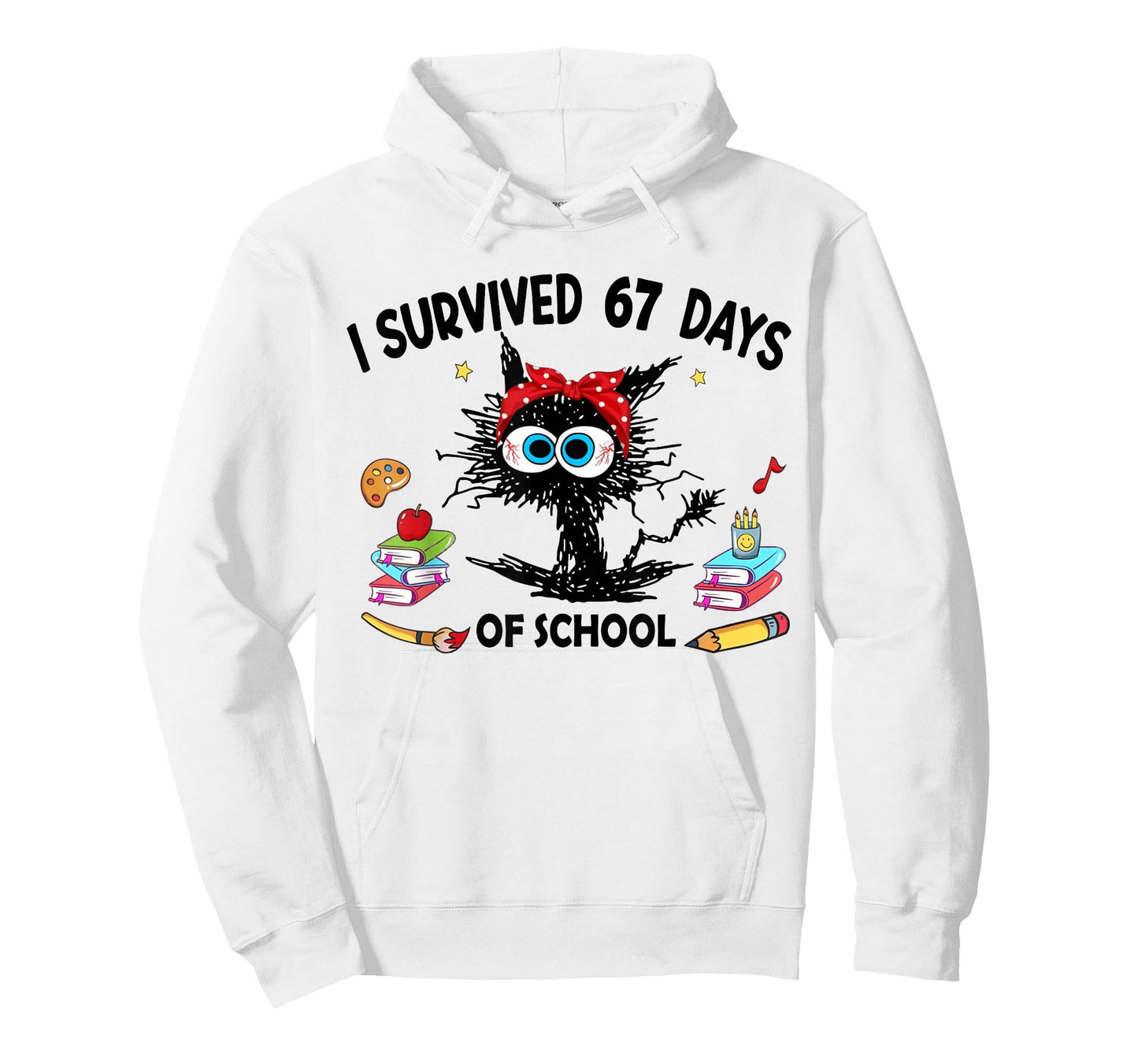 I Survived 67 Days of School Funny Cat Teacher 67 Meme T-Shirt