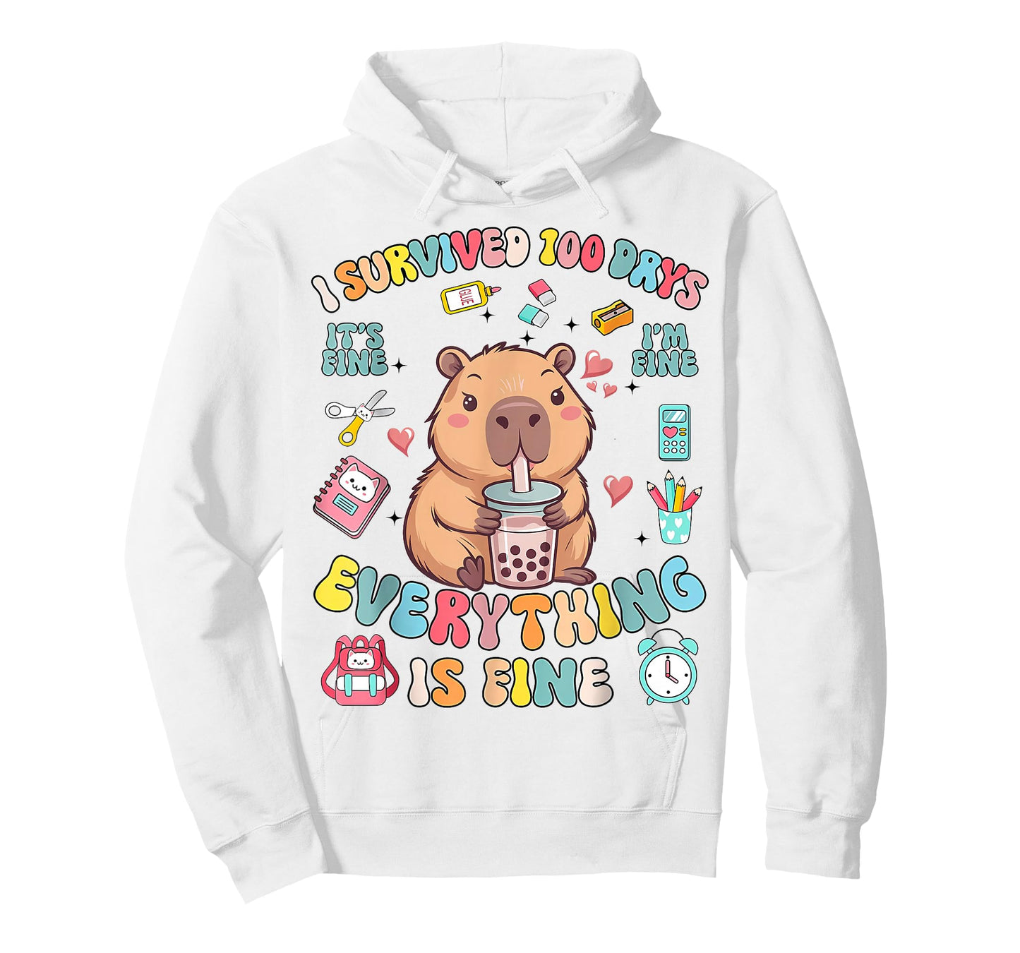 I Survived 100 Days of School Everything I'm Fine T-Shirt