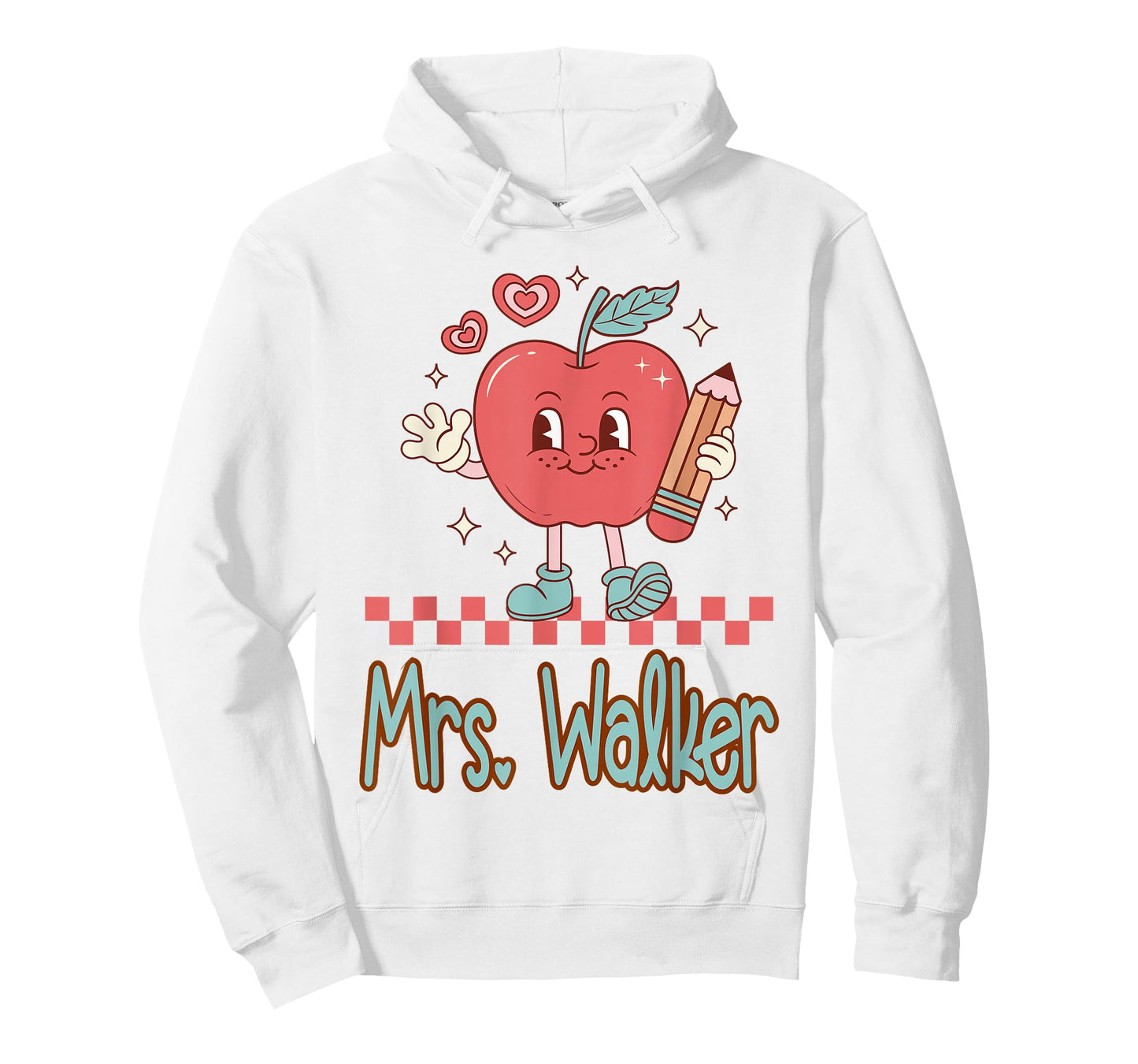 Mrs. Walker Cute Retro Apple Pencil Teacher Design T-Shirt
