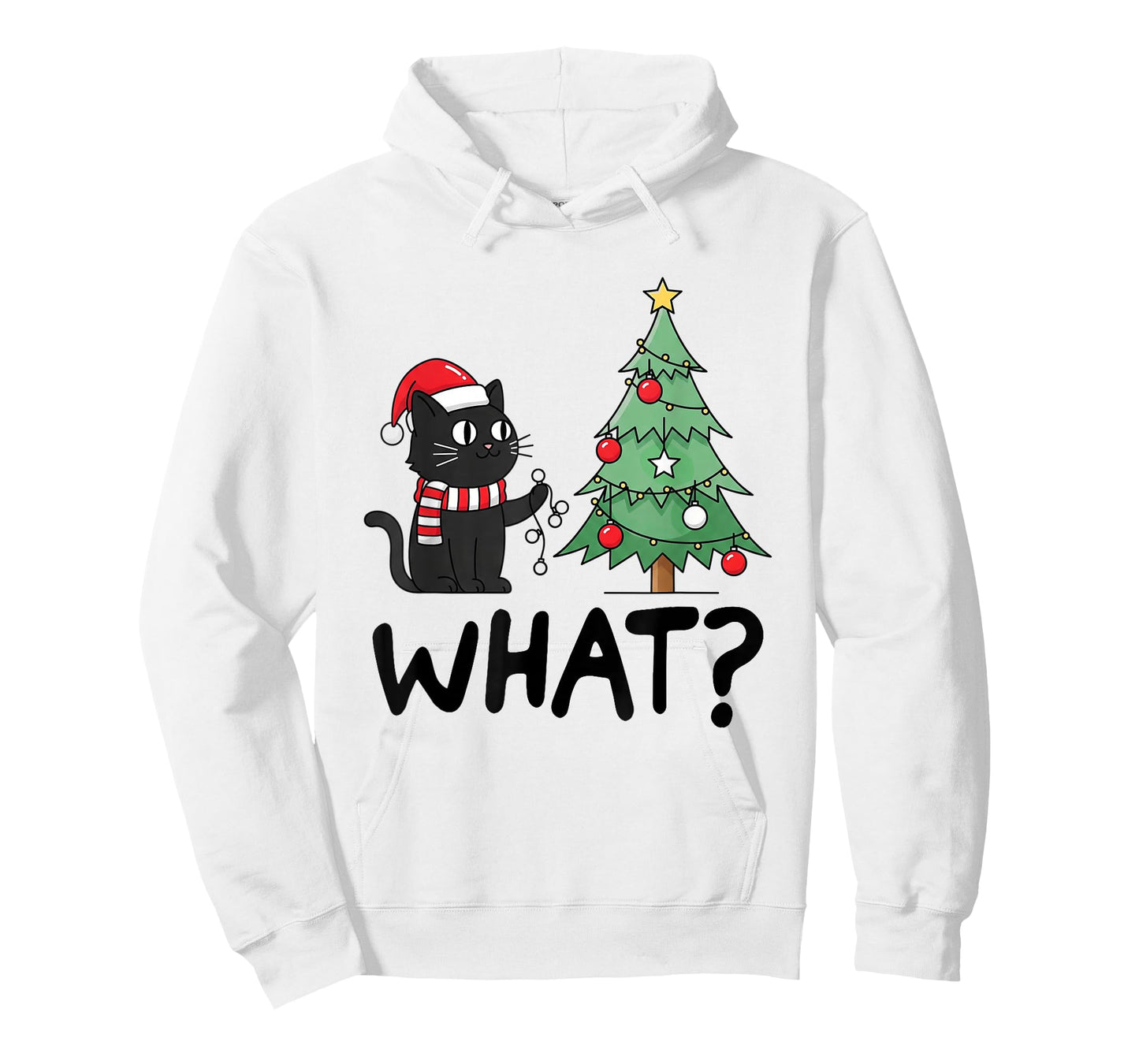 Funny Black Cat Gifts Pushing Christmas Tree Over Cat What T-Shirt