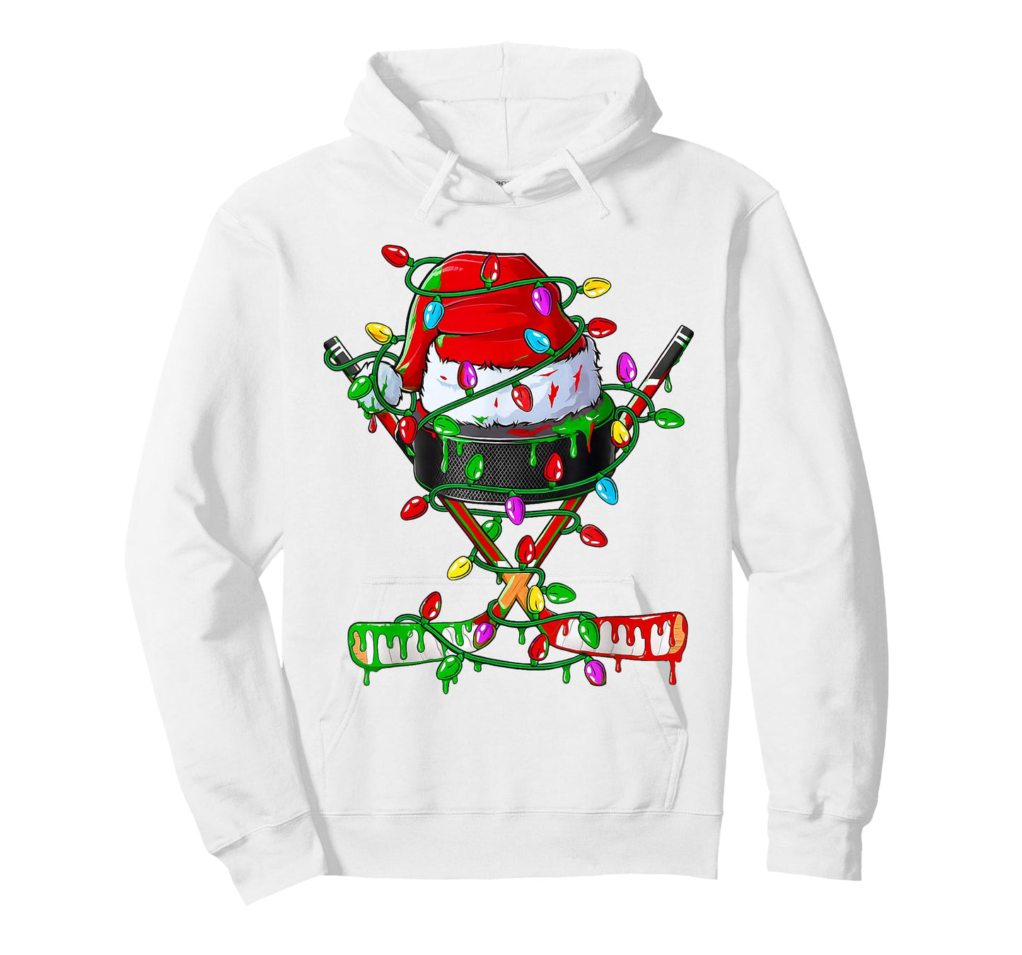 Christmas Hockey Ice Cream Drip Boys Xmas Ice Hockey Players T-Shirt