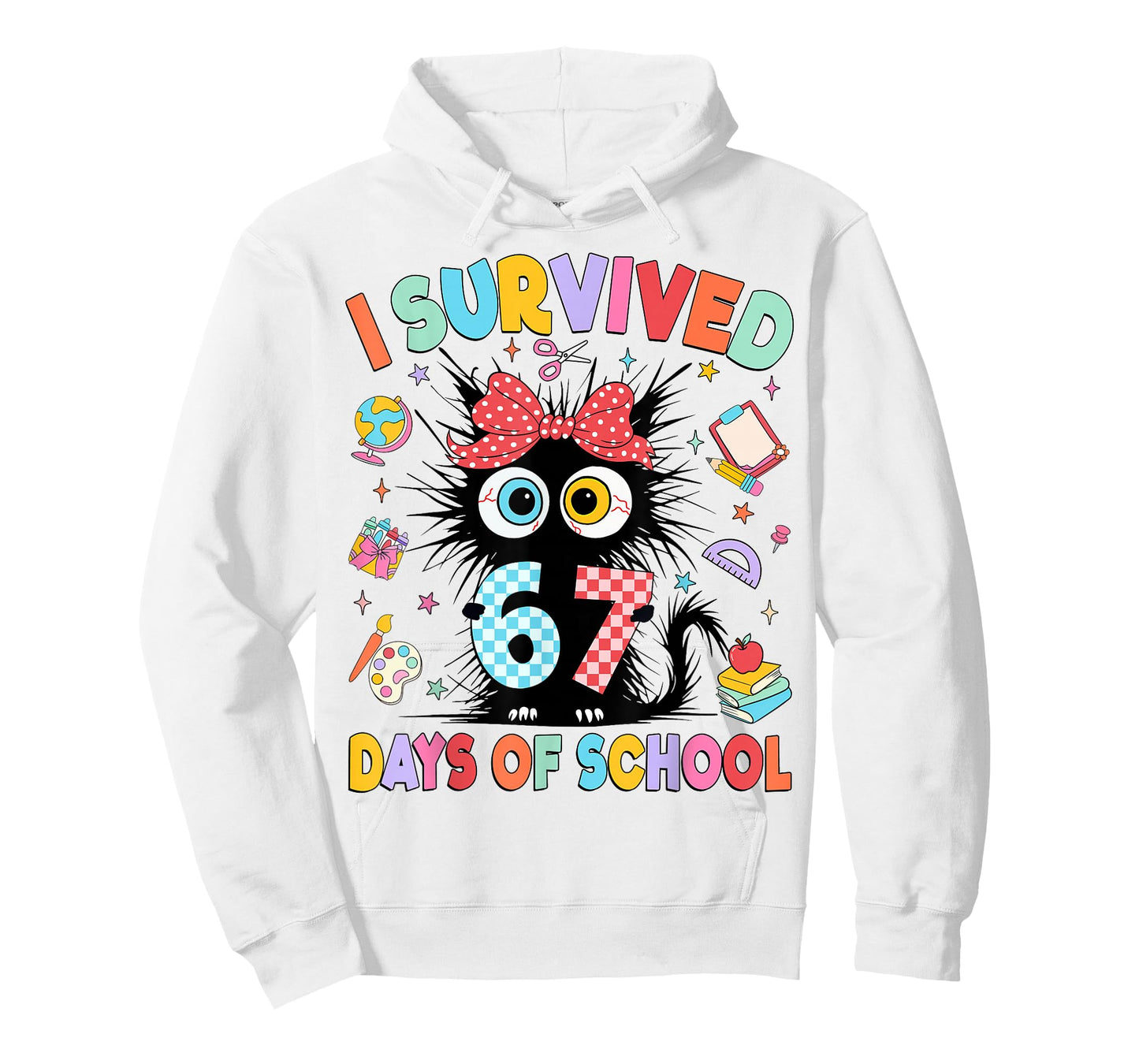 I Survived 67 Days of School Six Seven Cat Teachers Kids T-Shirt