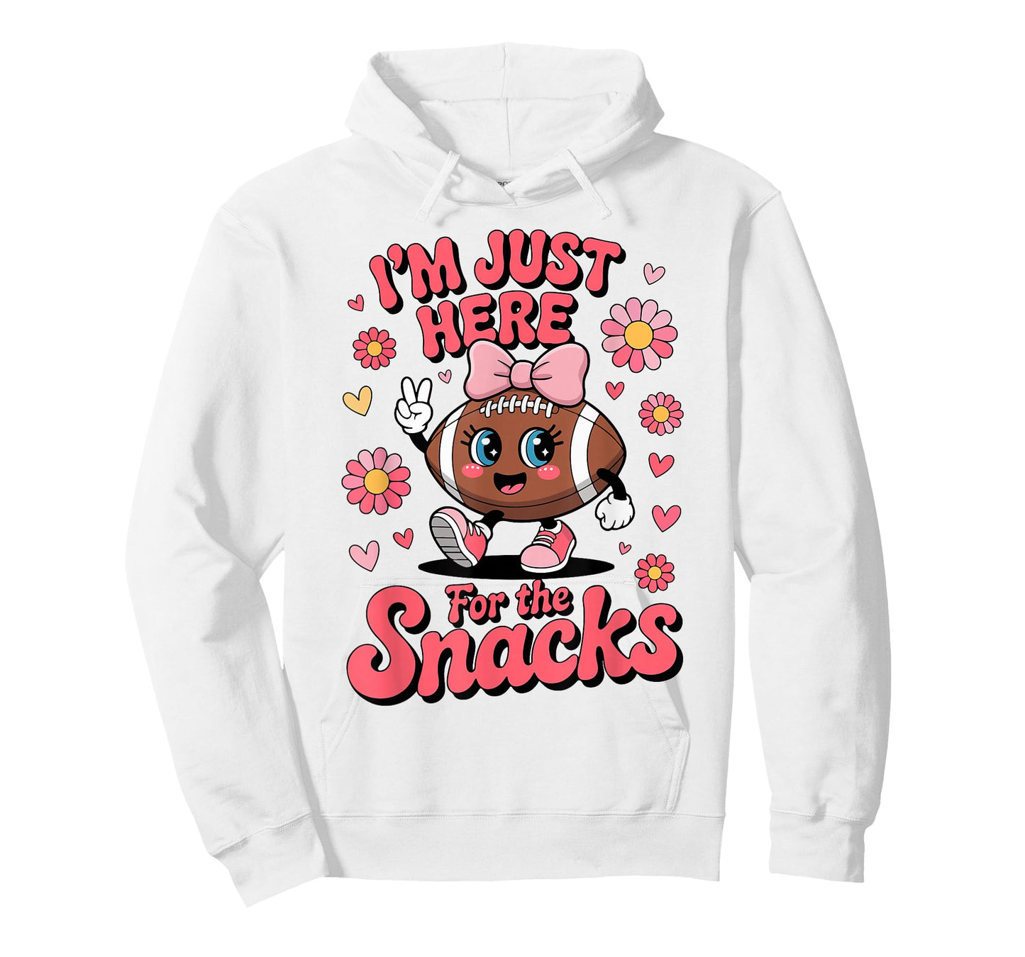 Toddler Girl Im Just Here for Snacks Football Coquette Bow T-Shirt