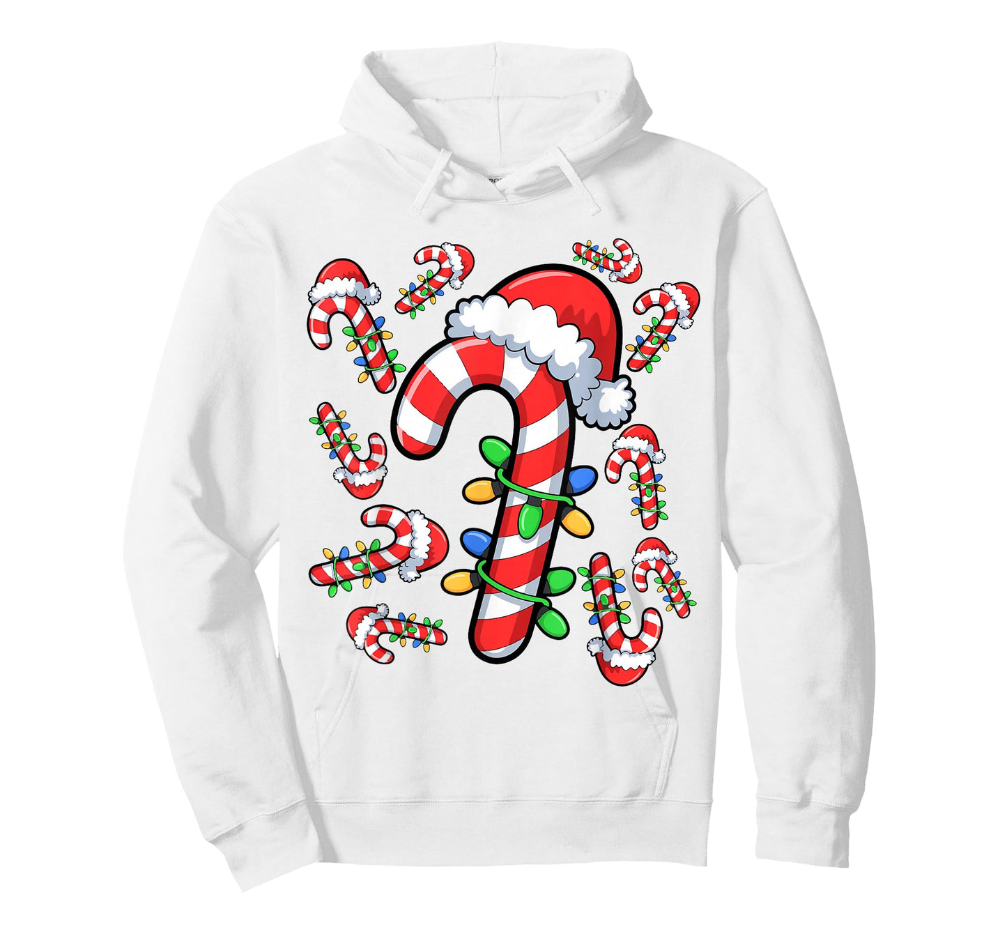 Red and White Candy Cane Santa Christmas Xmas Lights T-Shirt