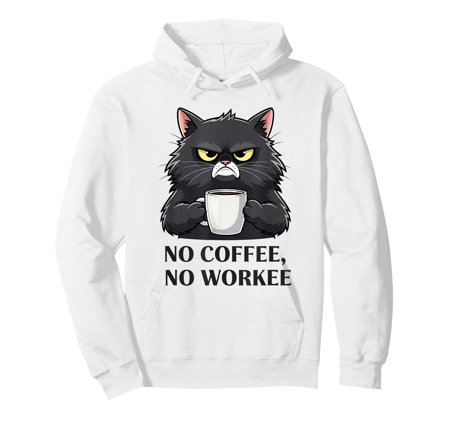 No Coffee No Workee Funny Office Saying Coworkers Cat Quote T-Shirt