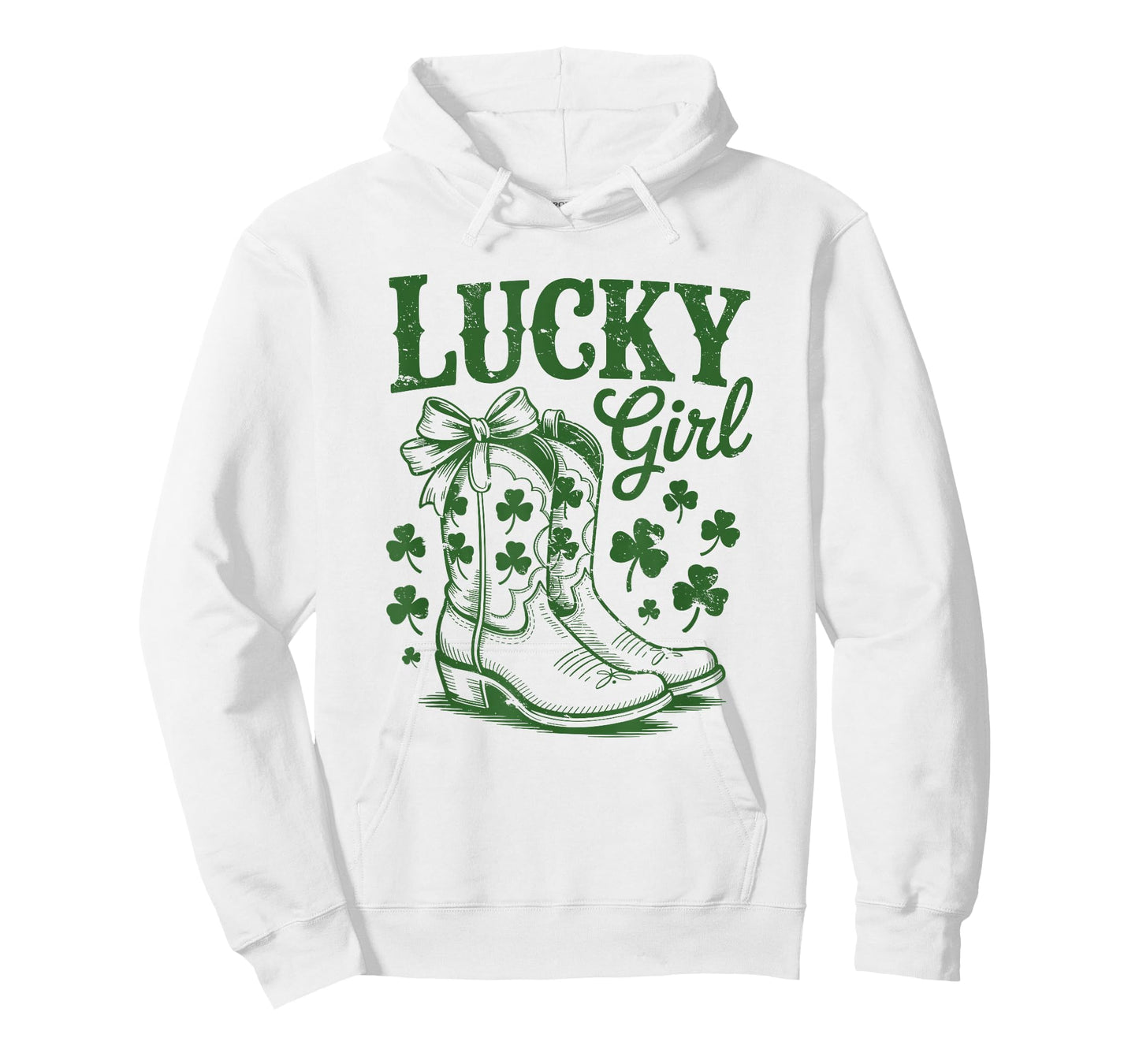 Lucky Girl St Patricks Day Western Cowgirl Boots Shamrock T-Shirt