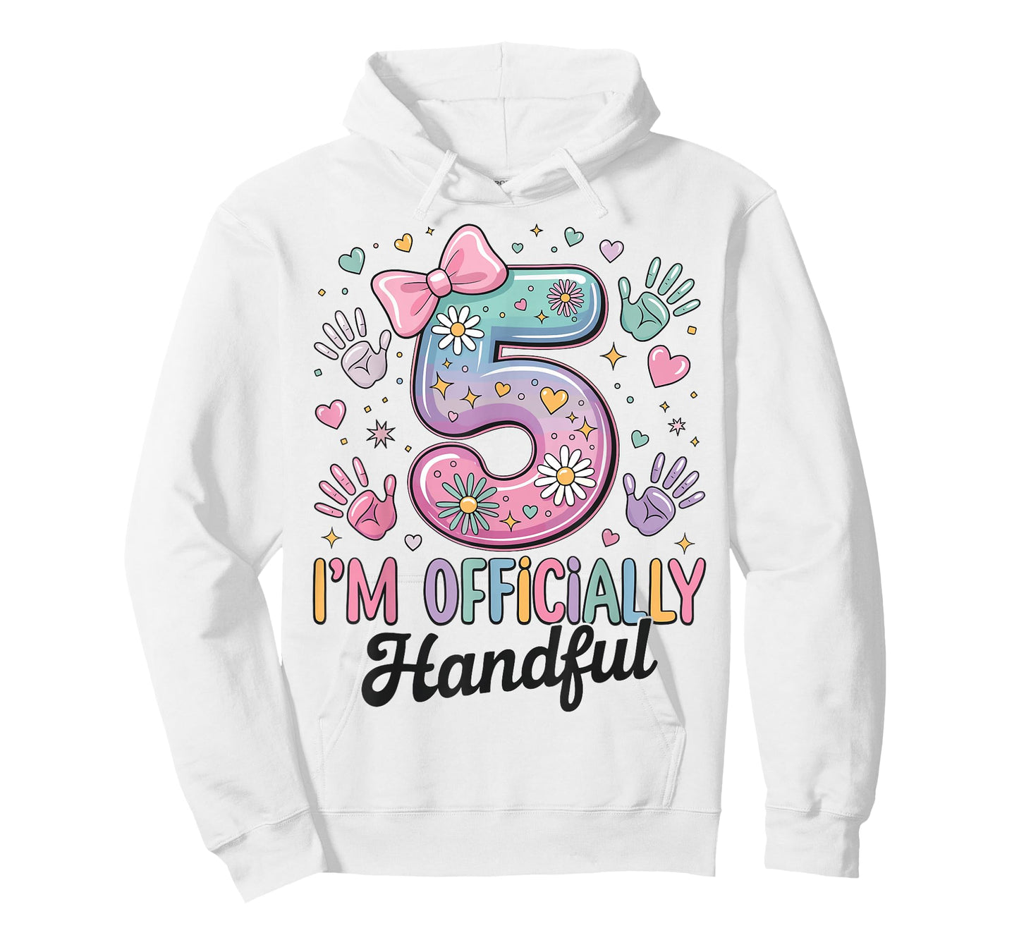 Kids I'm Officially A Handful Five 5th Birthday Girls Boys T-Shirt