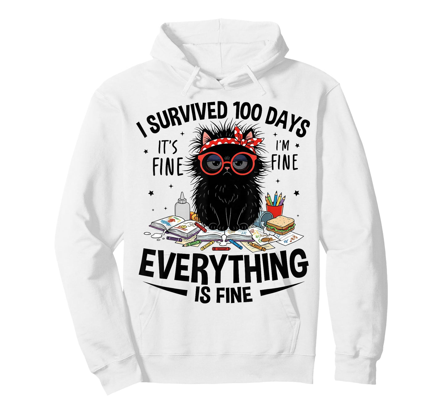 I Survived 100 Days of School Teacher Kids 100th Day Cat T-Shirt
