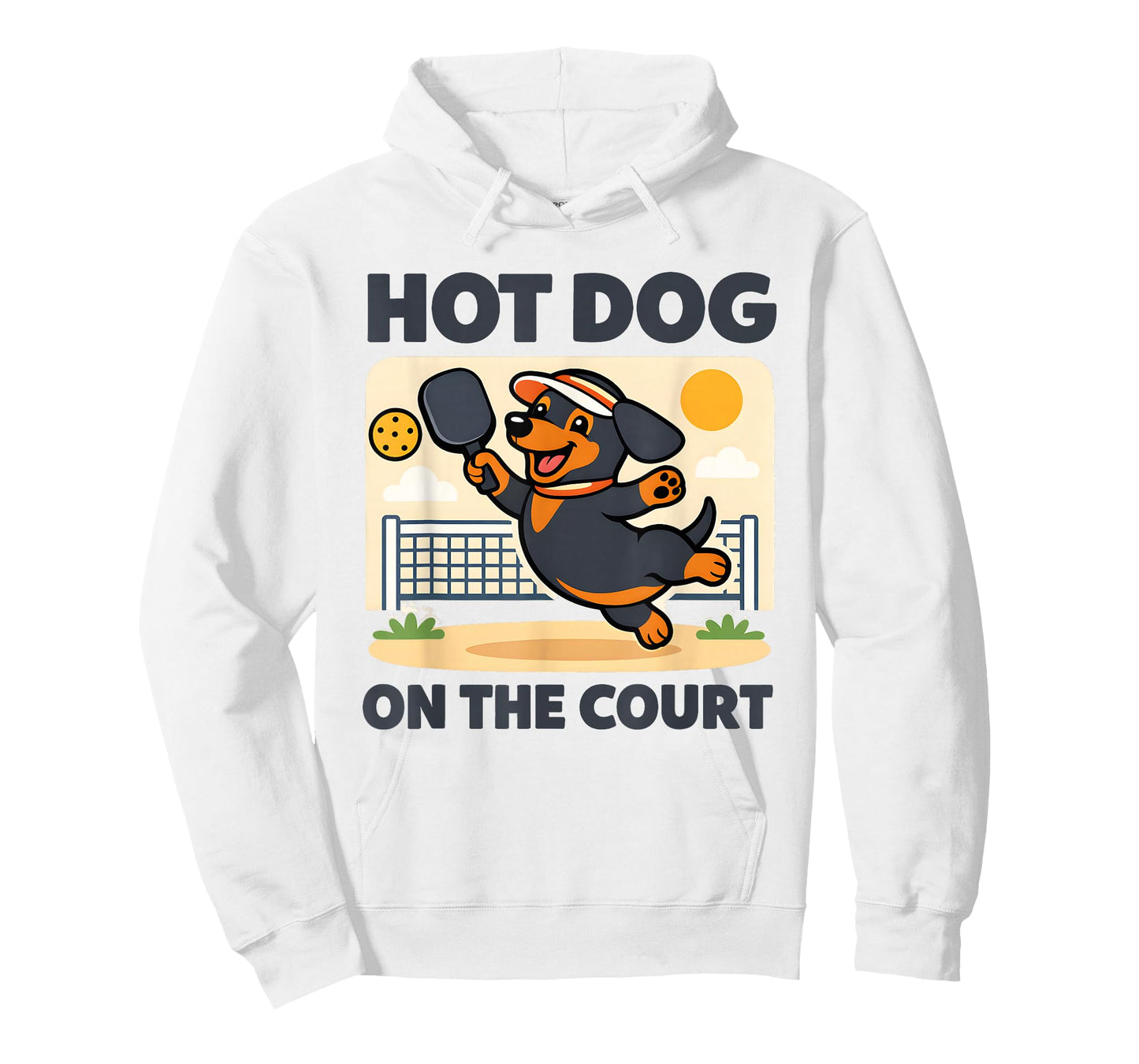 Pickleball Lover Wiener Dachshund Hot Dog On The Court T-Shirt