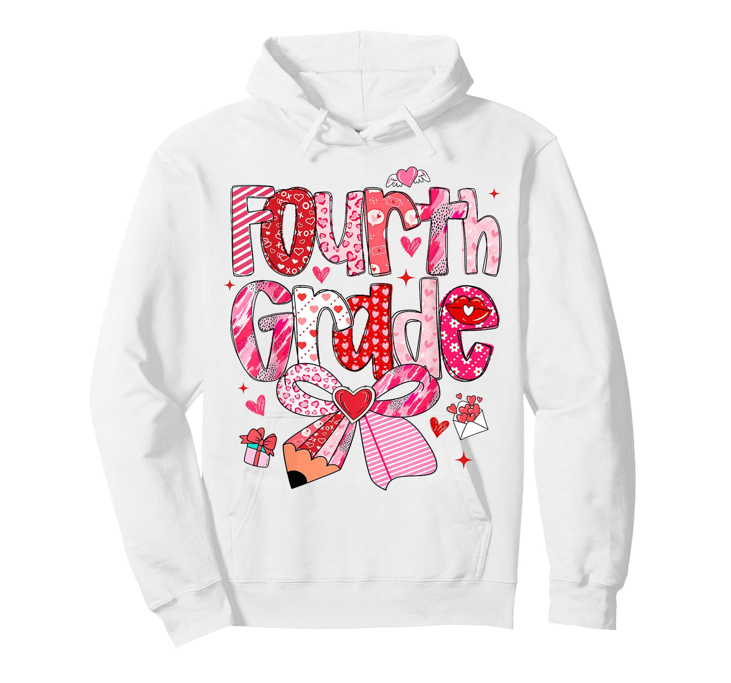 Fourth 4th Grade Valentines Day Coquette Bow Teachers Girls T-Shirt