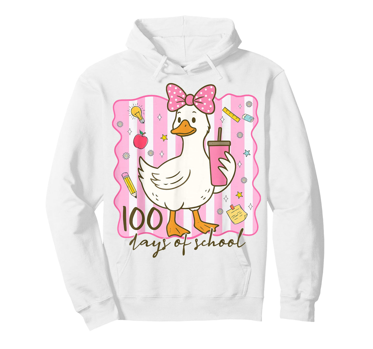 100 Days of School Goose Bow 100th Day of School Girls T-Shirt