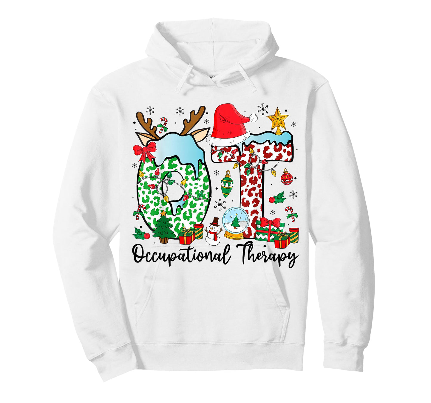 Occupational Therapy Christmas Lights Santa Hat OT Therapist T-Shirt