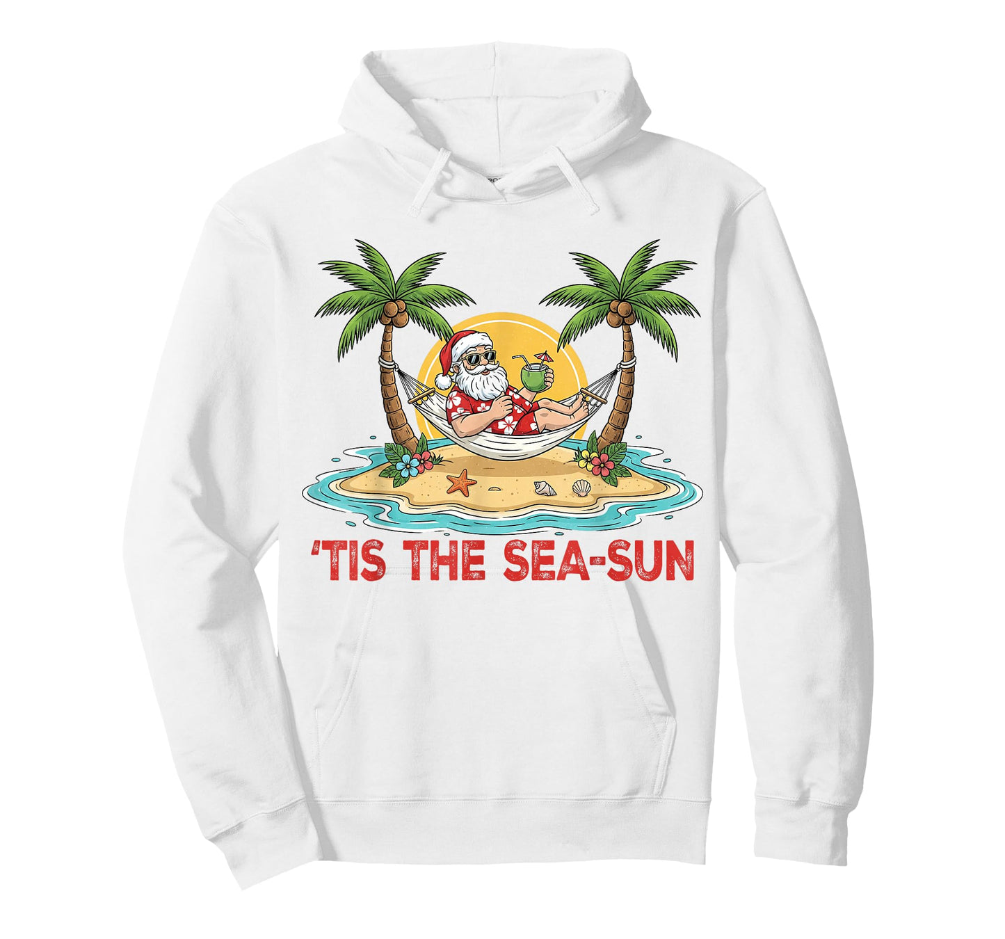 Tis The Sea-Sun Santa Beach Vibes Christmas in July Hawaii T-Shirt