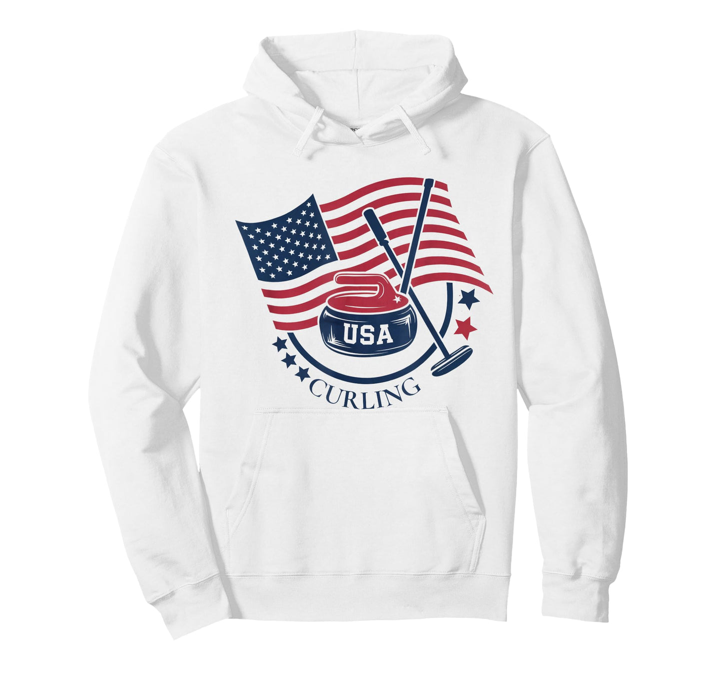 Curling Stone USA American Flag Curler Broom Sports Gear T-Shirt