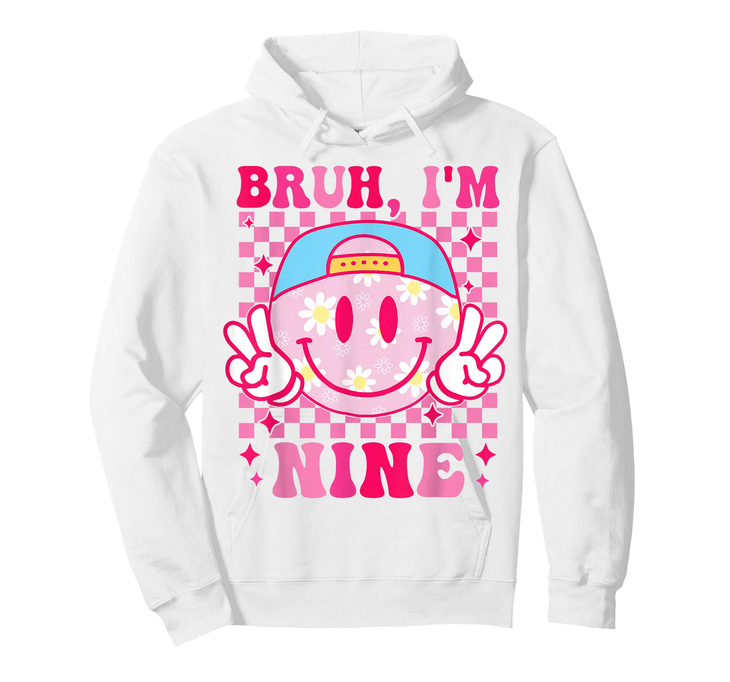 Bruh I'm Nine 9 9th Birthday Girls Groovy 9 Years Old T-Shirt