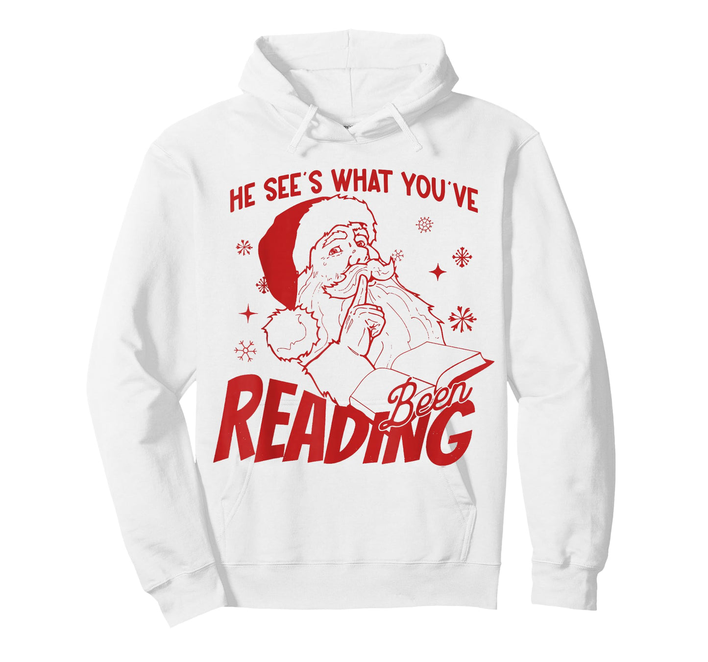 He Sees What You've Been Reading Santa Bookish Christmas T-Shirt