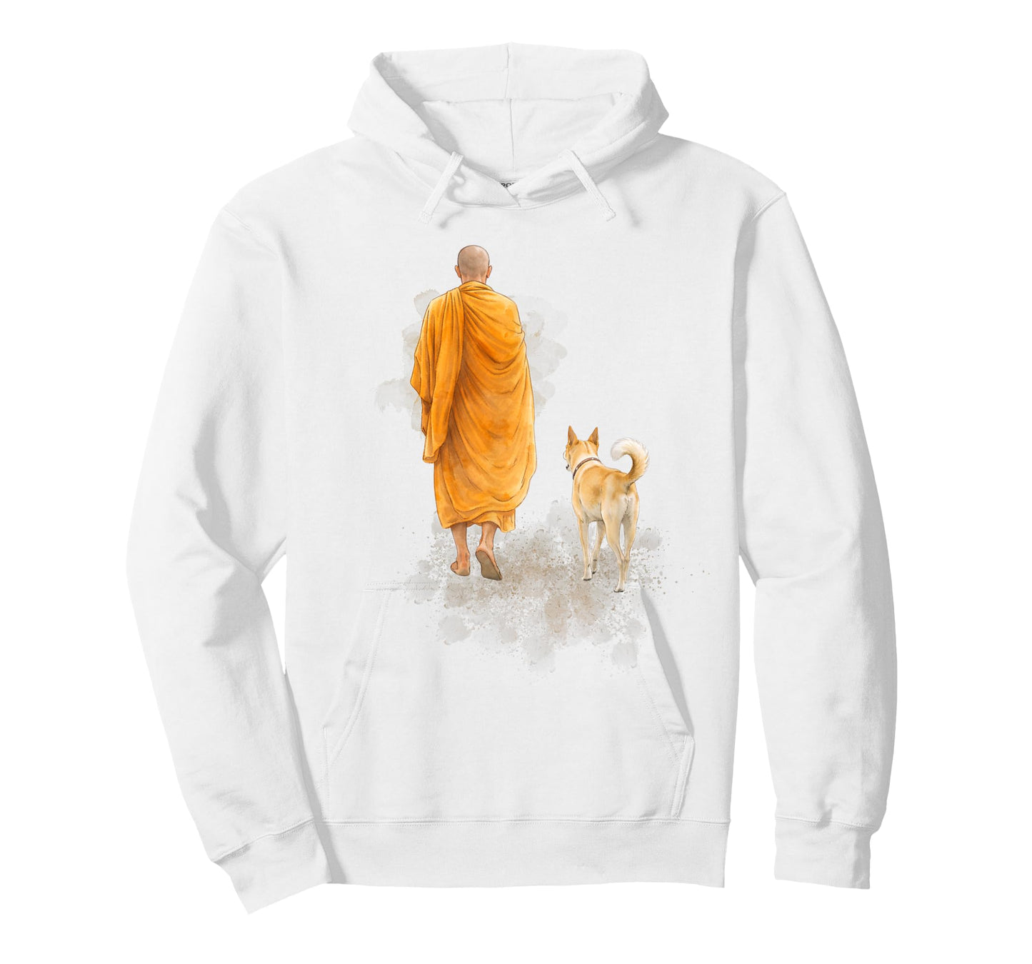 Peace Walking Monk & Dog Minimalist Zen Art T-Shirt
