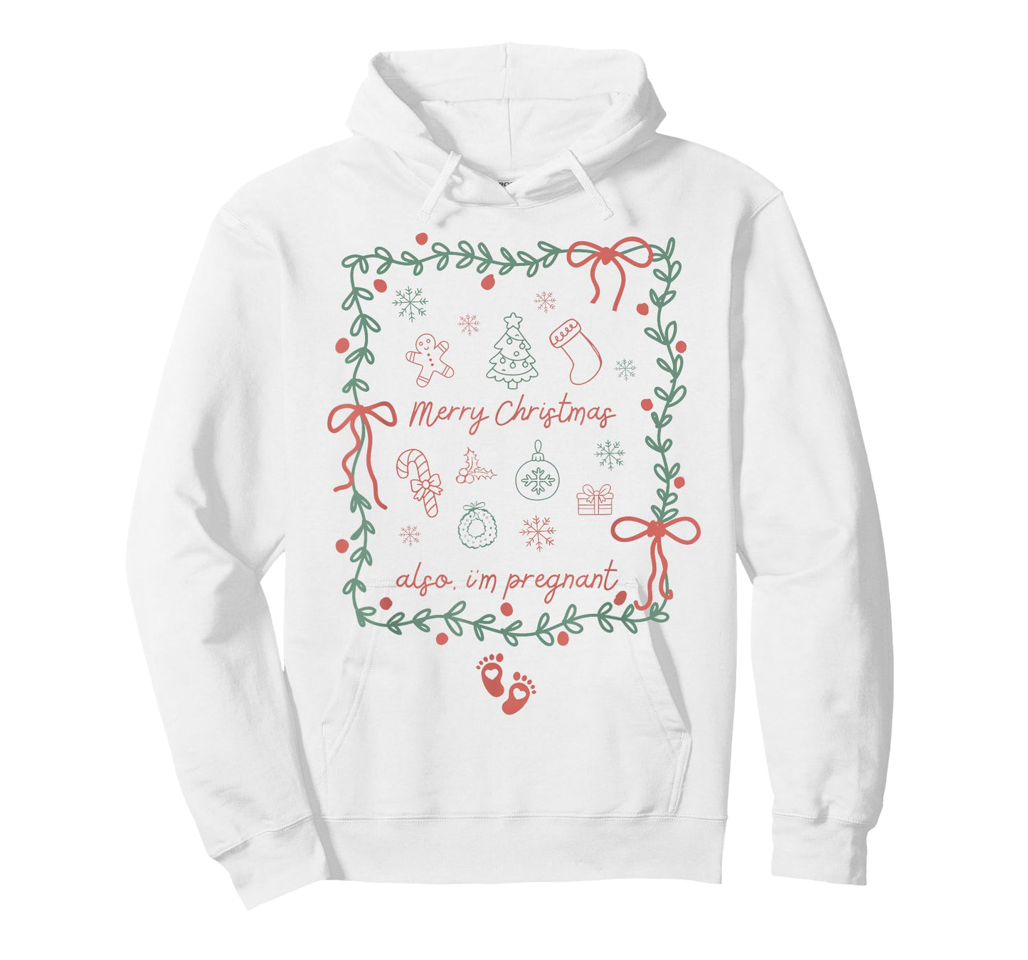 Preppy Vintage Coquette Merry Christmas Also I'm Pregnant T-Shirt