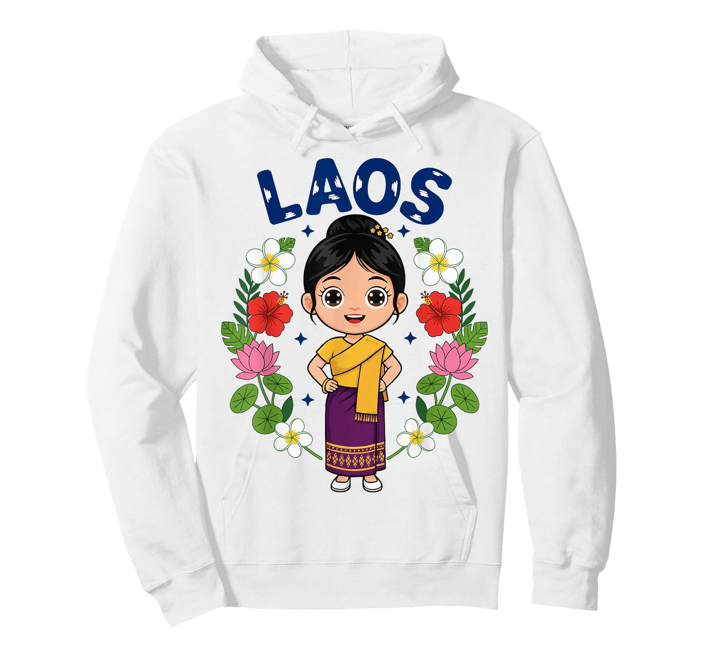 Laos Laotian Girl Traditional Dress Flowers Heritage T-Shirt