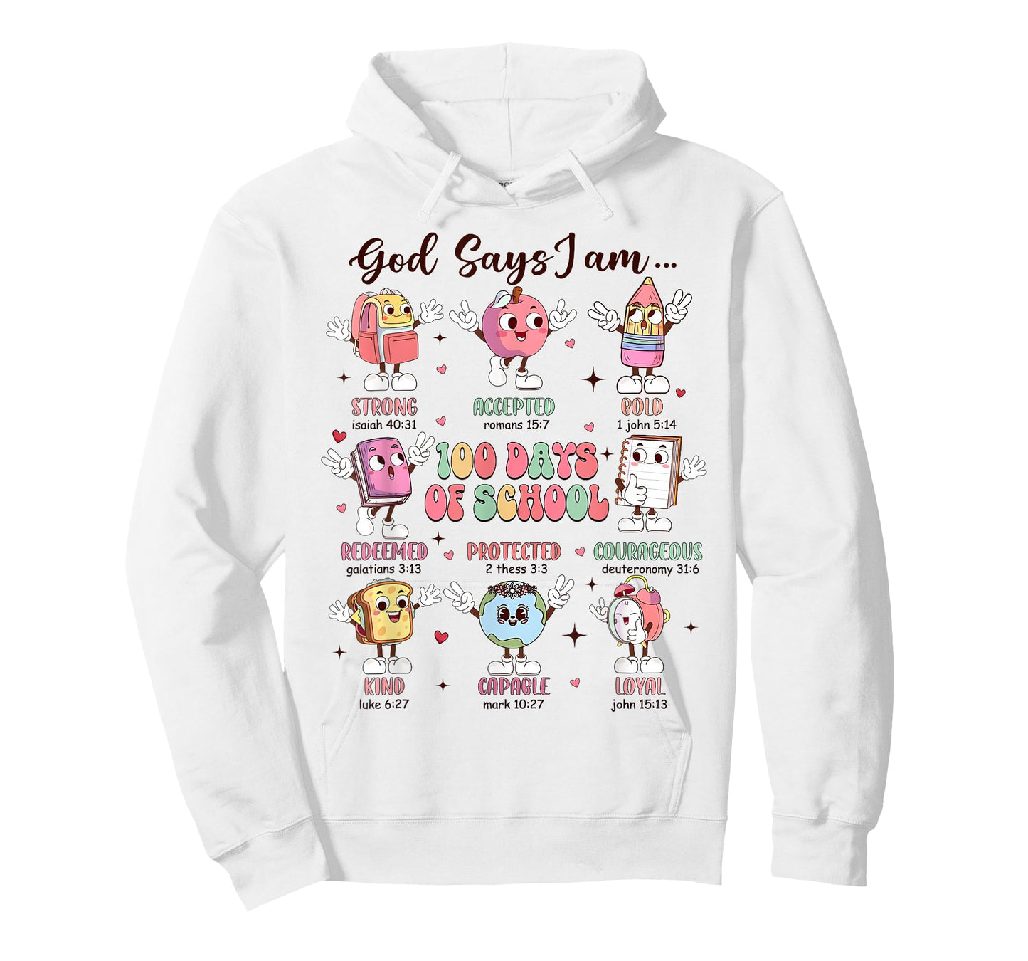 Retro God Says I Am 100 Days of School Christian Bible Verse T-Shirt