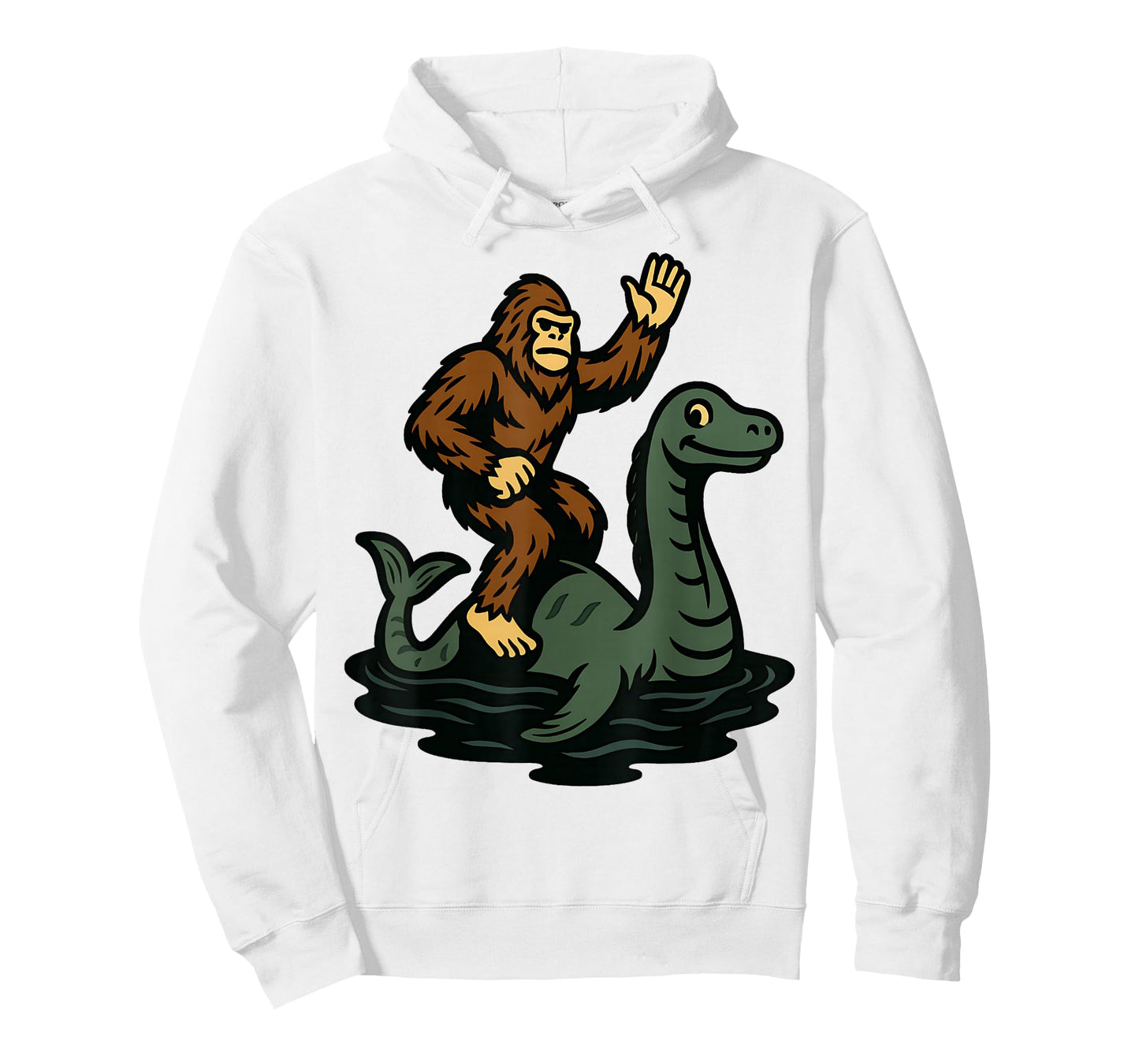 Bigfoot Riding Loch Ness Monster Funny Sasquatch T-Shirt