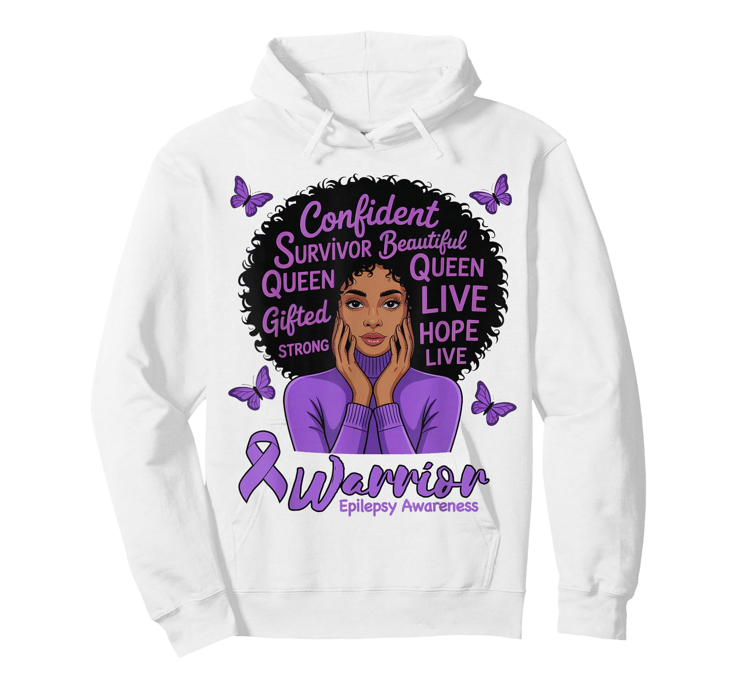 Epilepsy Women American African Queen Afro Mom Girls Purple T-Shirt