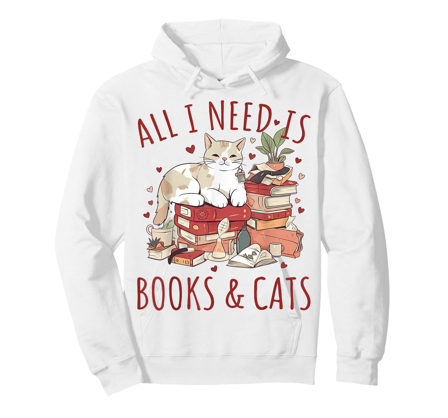 All I Need is Books and Cats Valentines Day Reading Bookworm T-Shirt