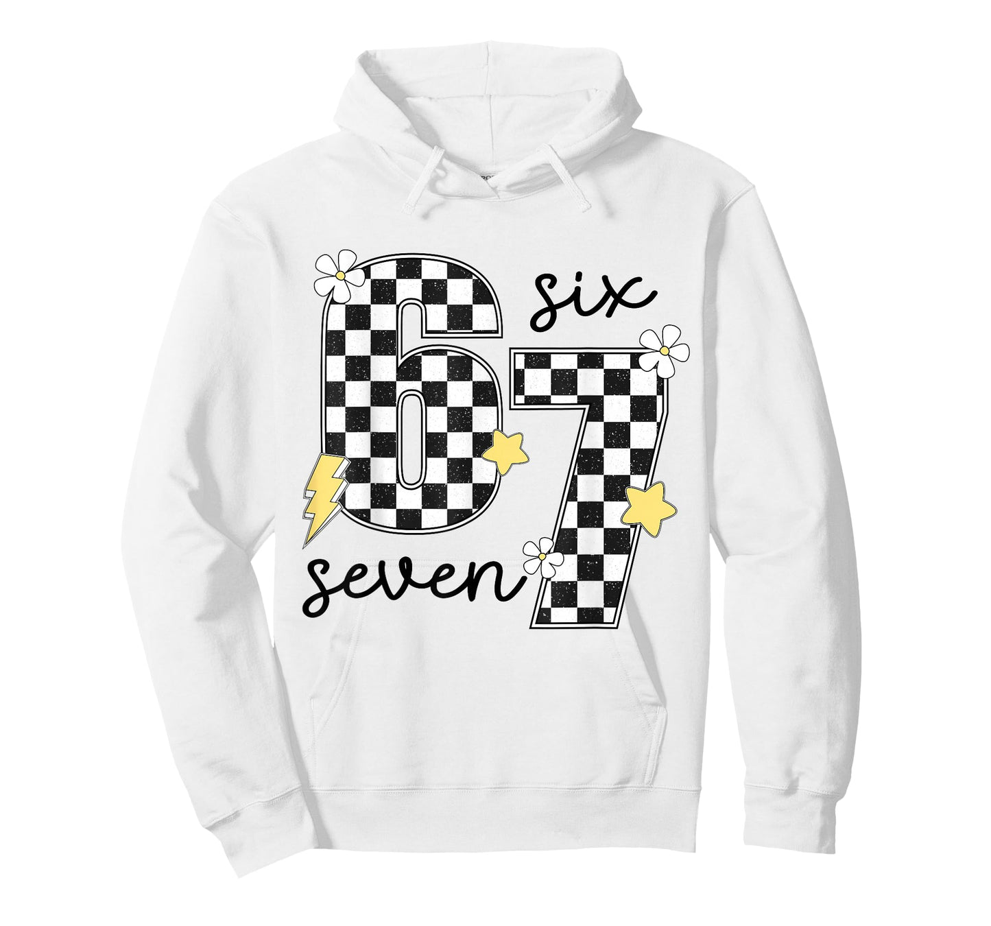 Funny 67 Six Seven Meme Slang 6-7 Checkered Number 6 7 T-Shirt