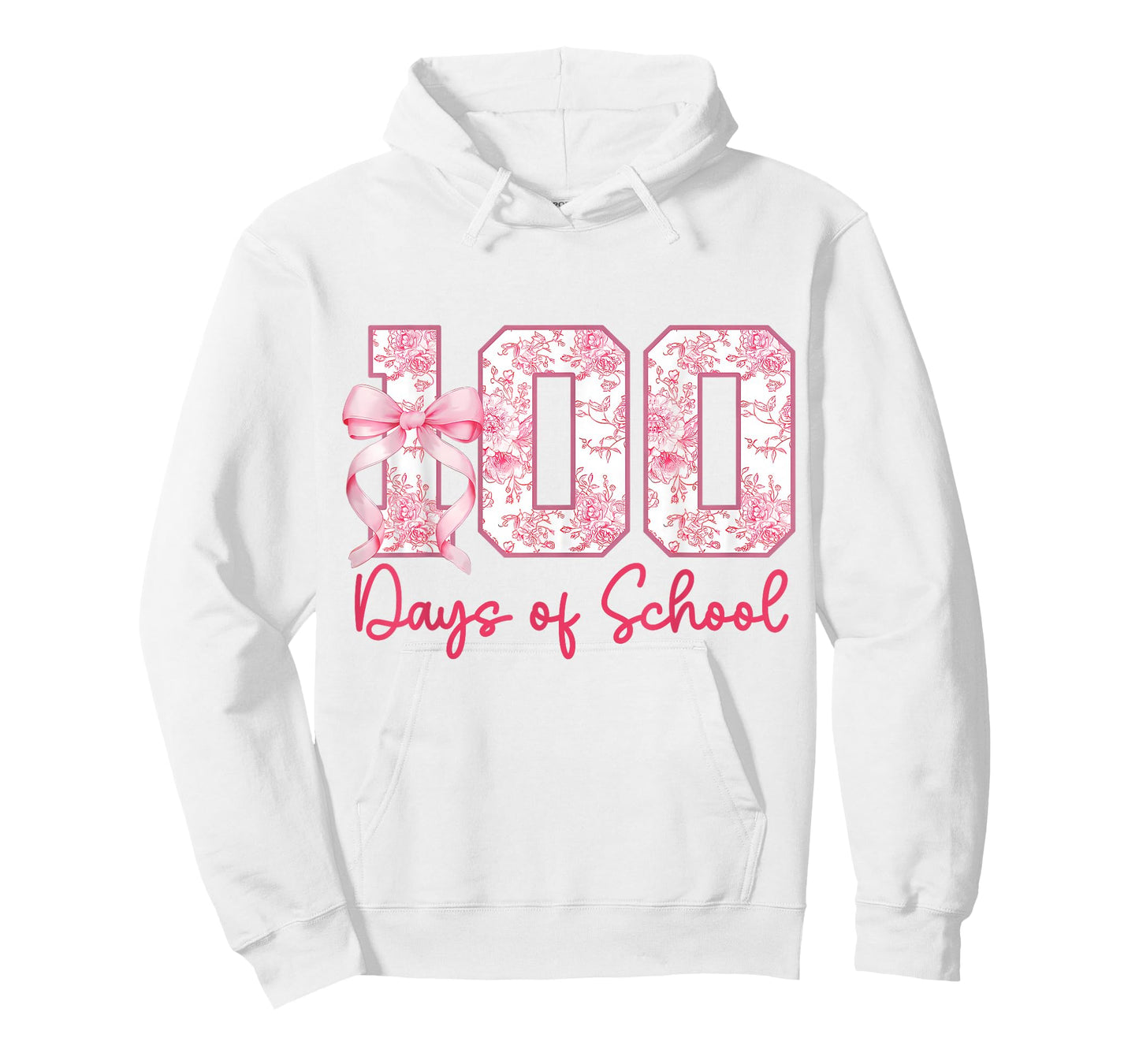 100 Days of School Pink Bow Flower Girls Teacher 100th Day T-Shirt