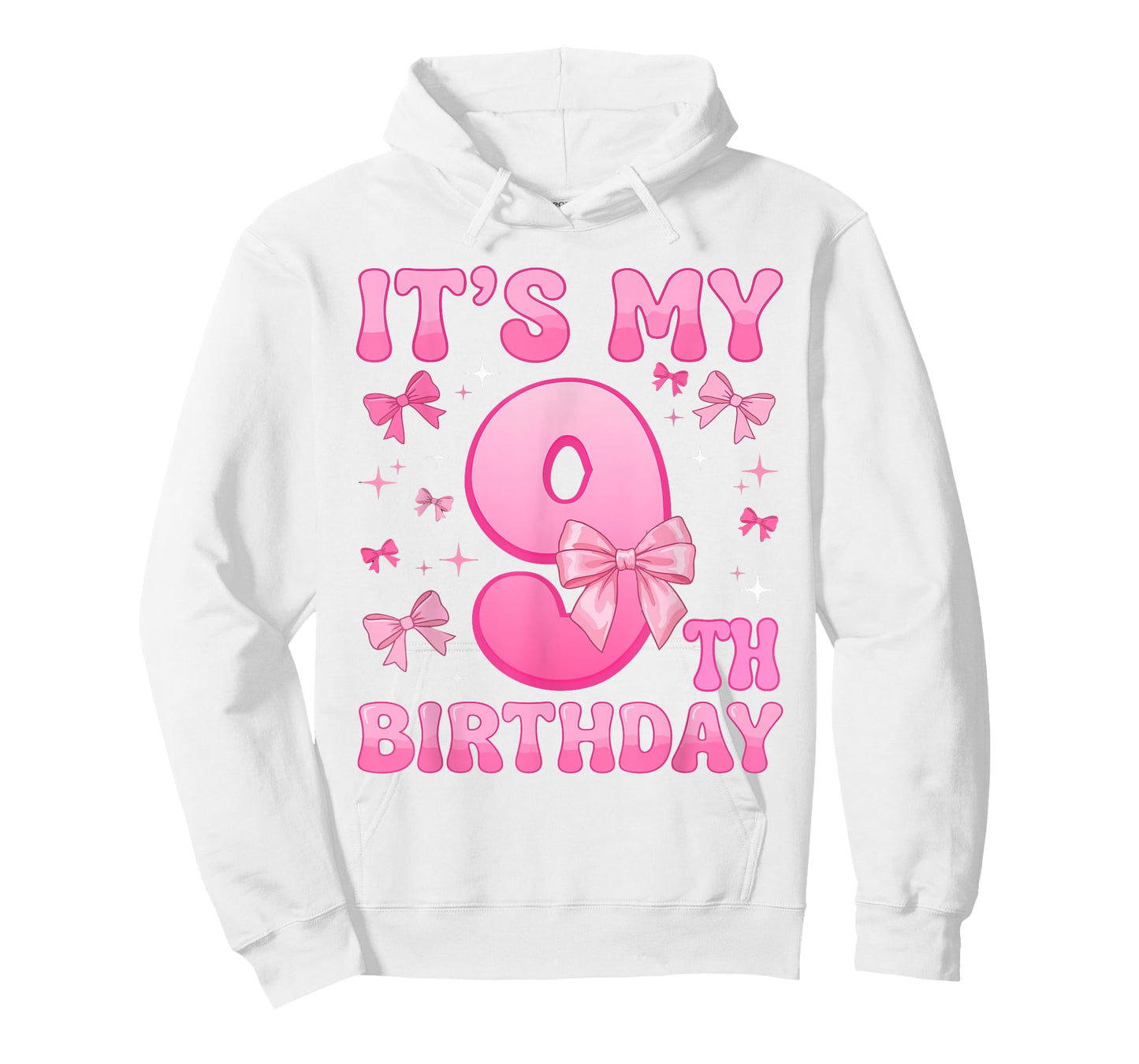 9th Birthday Shirt for Girls Coquette Bow Nine 9 Year Old T-Shirt