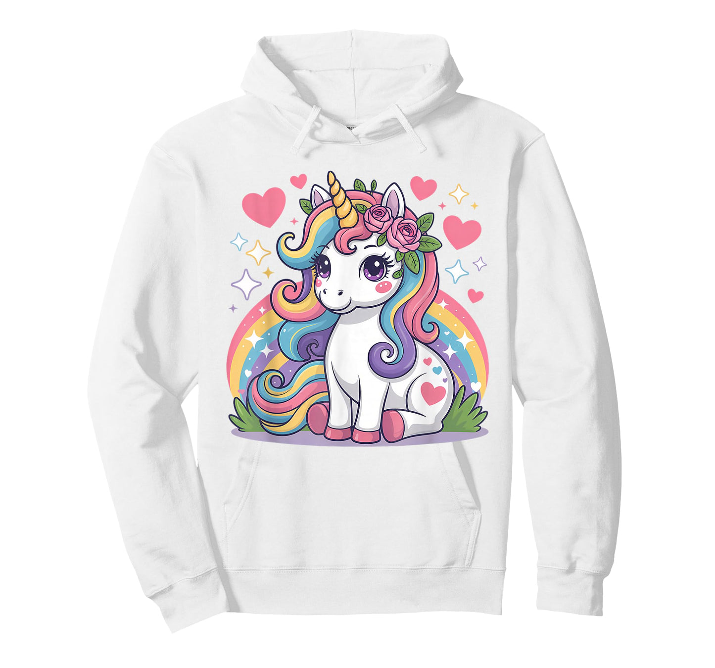 Super Cute Unicorn with Rainbow and Stars Unicorn T-Shirt