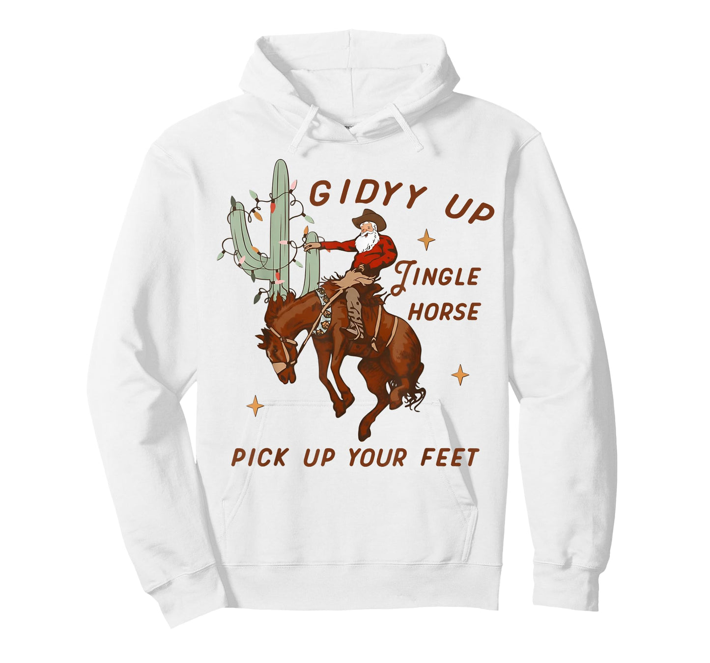 Giddy Up Jingle Horse Pick Up Your Feet - Santa Cowboy T-Shirt