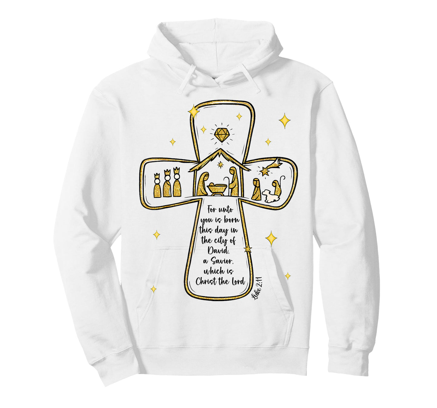 Nativity Scene Cross Gold Christian Christmas The Lord T-Shirt